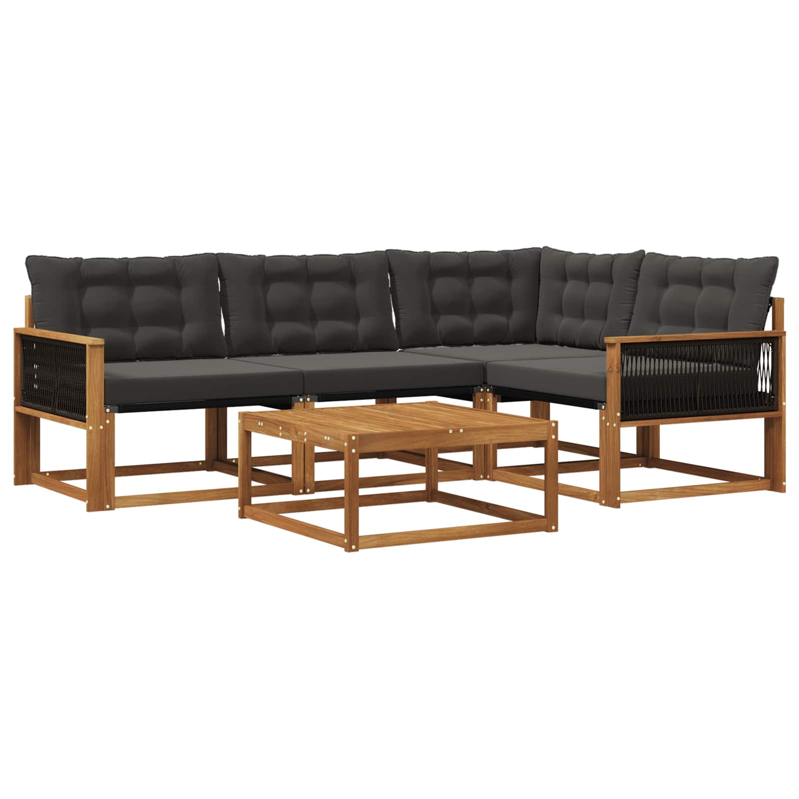 Outdoor-Sofagarnitur mit Kissen 5 pcs Natürlich und Schwarz