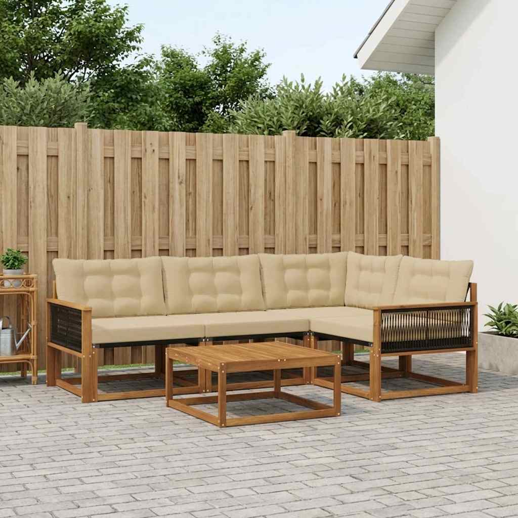 Outdoor-Sofagarnitur mit Kissen 5 pcs Natur und Beige