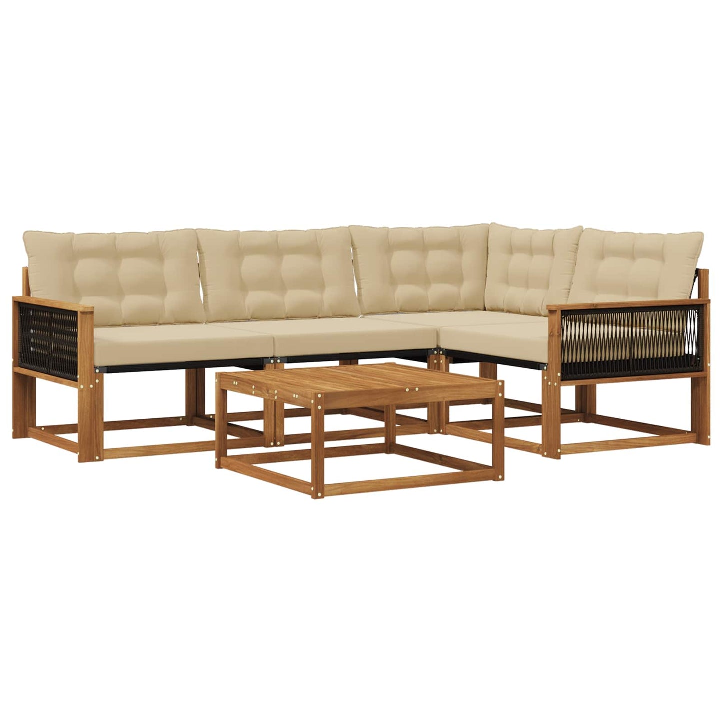 Outdoor-Sofagarnitur mit Kissen 5 pcs Natur und Beige