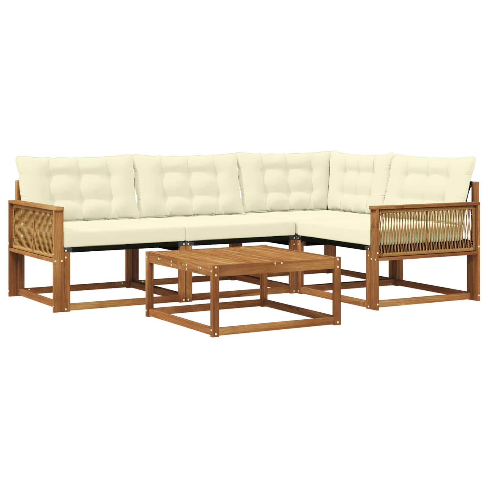 Outdoor-Sofagarnitur mit Kissen 5 pcs Natur und Creme