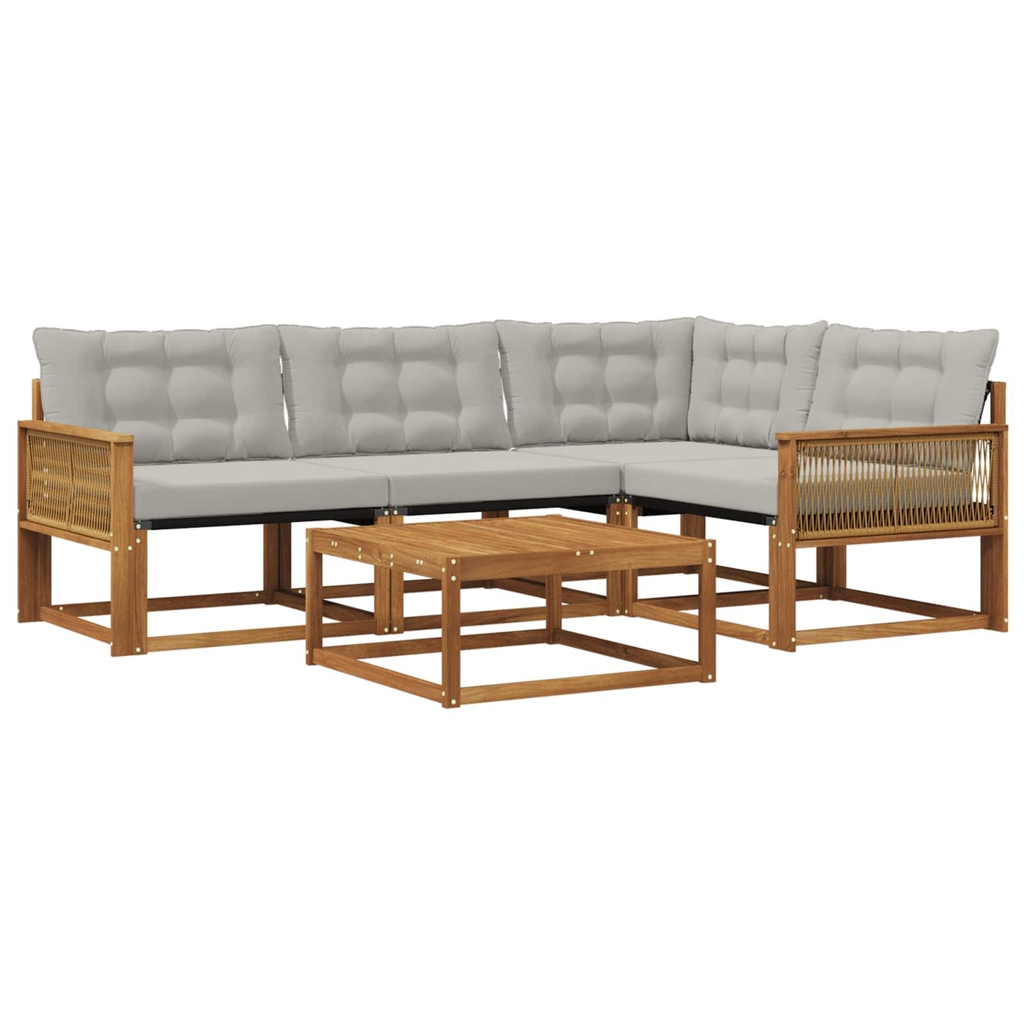 Outdoor-Sofagarnitur mit Kissen 5 pcs Natürlich und Hellgrau