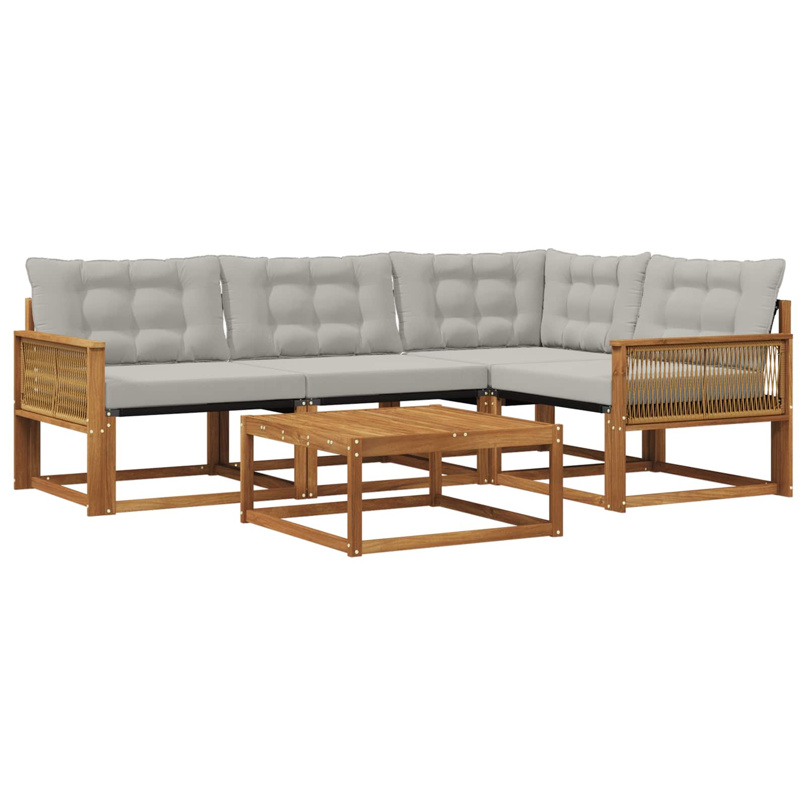 Outdoor-Sofagarnitur mit Kissen 5 pcs Natürlich und Hellgrau
