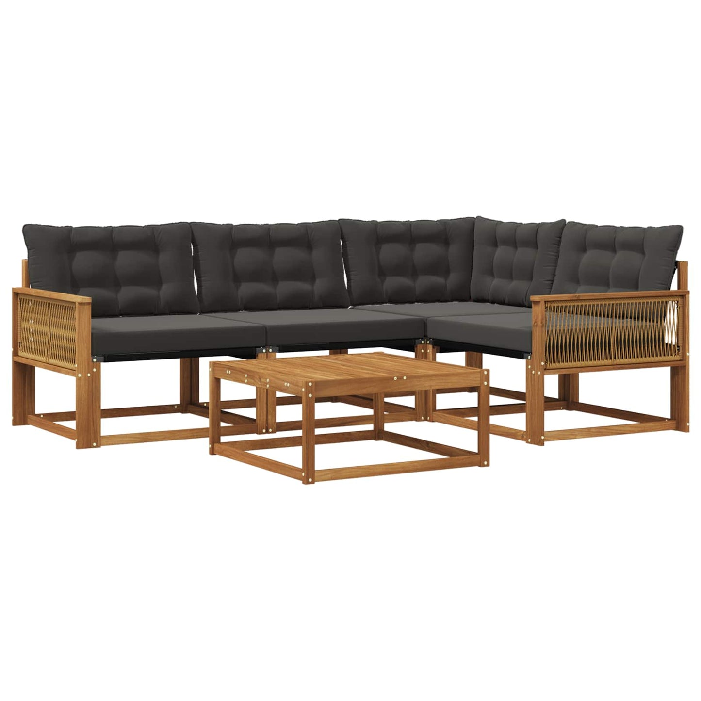 Outdoor-Sofagarnitur mit Kissen 5 pcs Natürlich und Schwarz