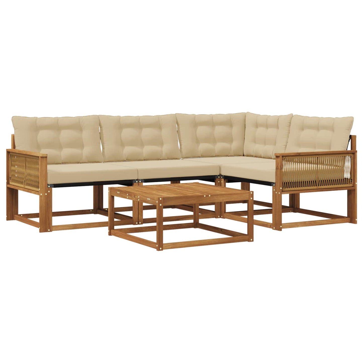 Outdoor-Sofagarnitur mit Kissen 5 pcs Natur und Beige