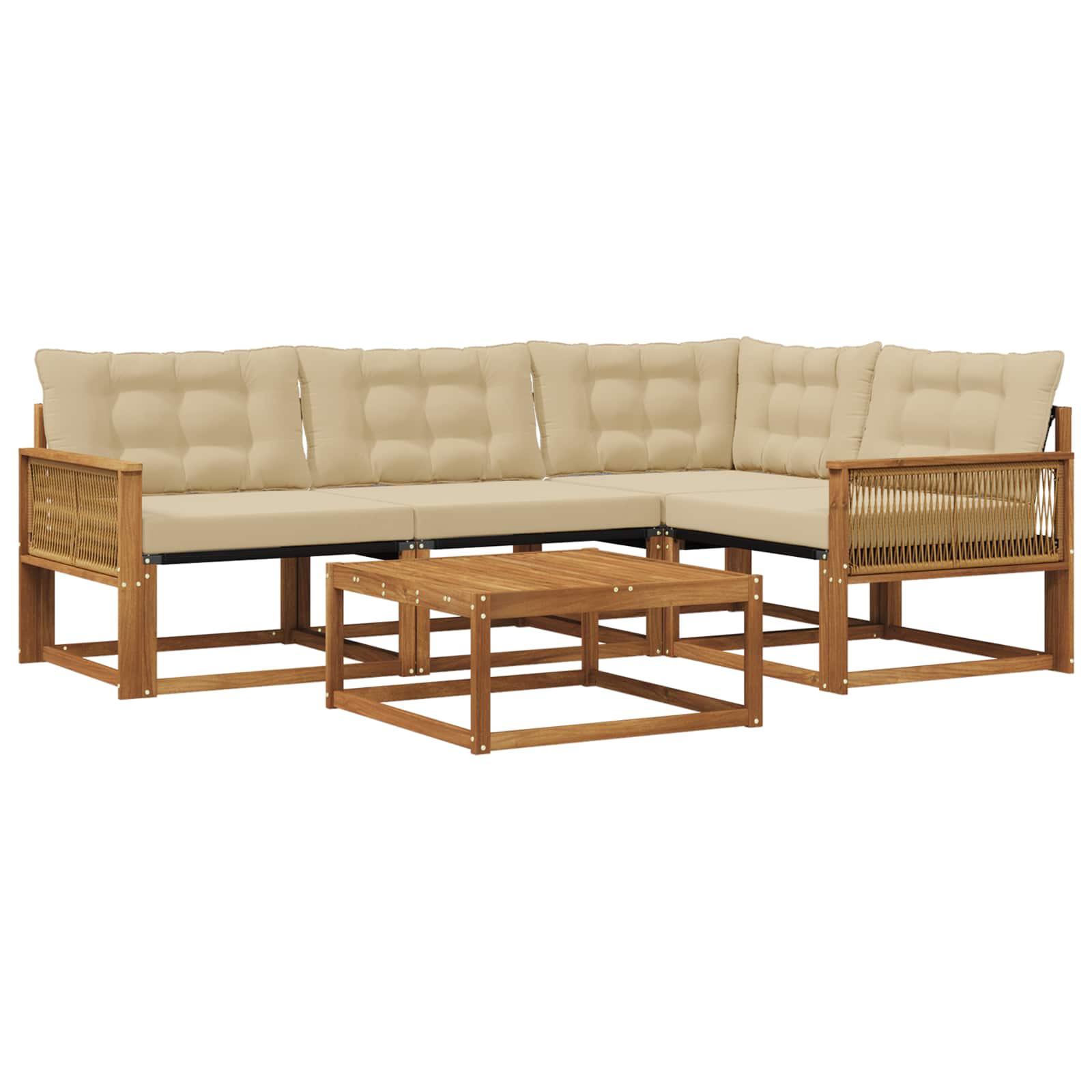 Outdoor-Sofagarnitur mit Kissen 5 pcs Natur und Beige