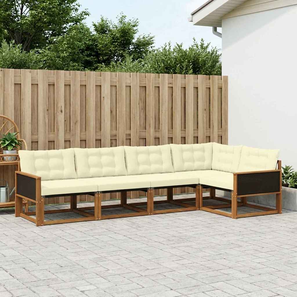 Outdoor-Sofagarnitur 5 stk. Natur und Creme