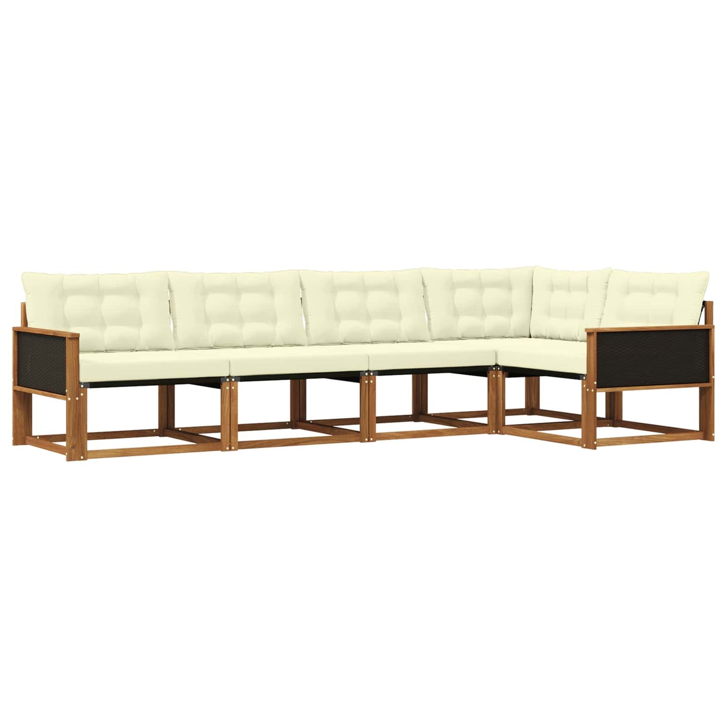 Outdoor-Sofagarnitur 5 stk. Natur und Creme