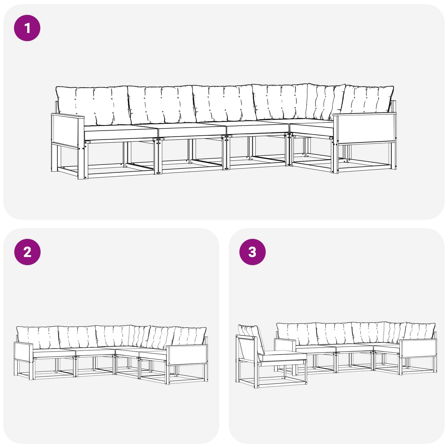 Outdoor-Sofagarnitur 5 stk. Natur und Creme