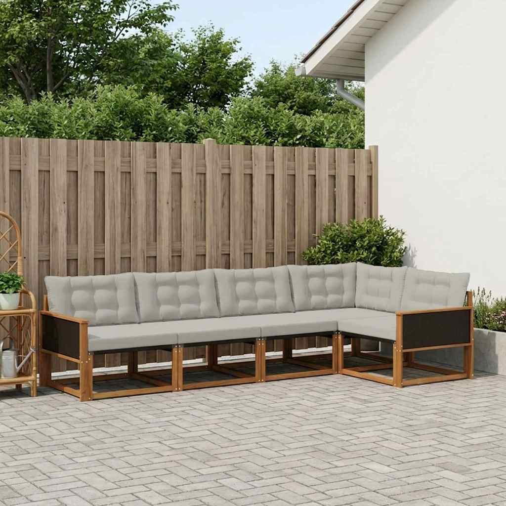 Outdoor-Sofagarnitur 5 stk. Natürlich und Hellgrau