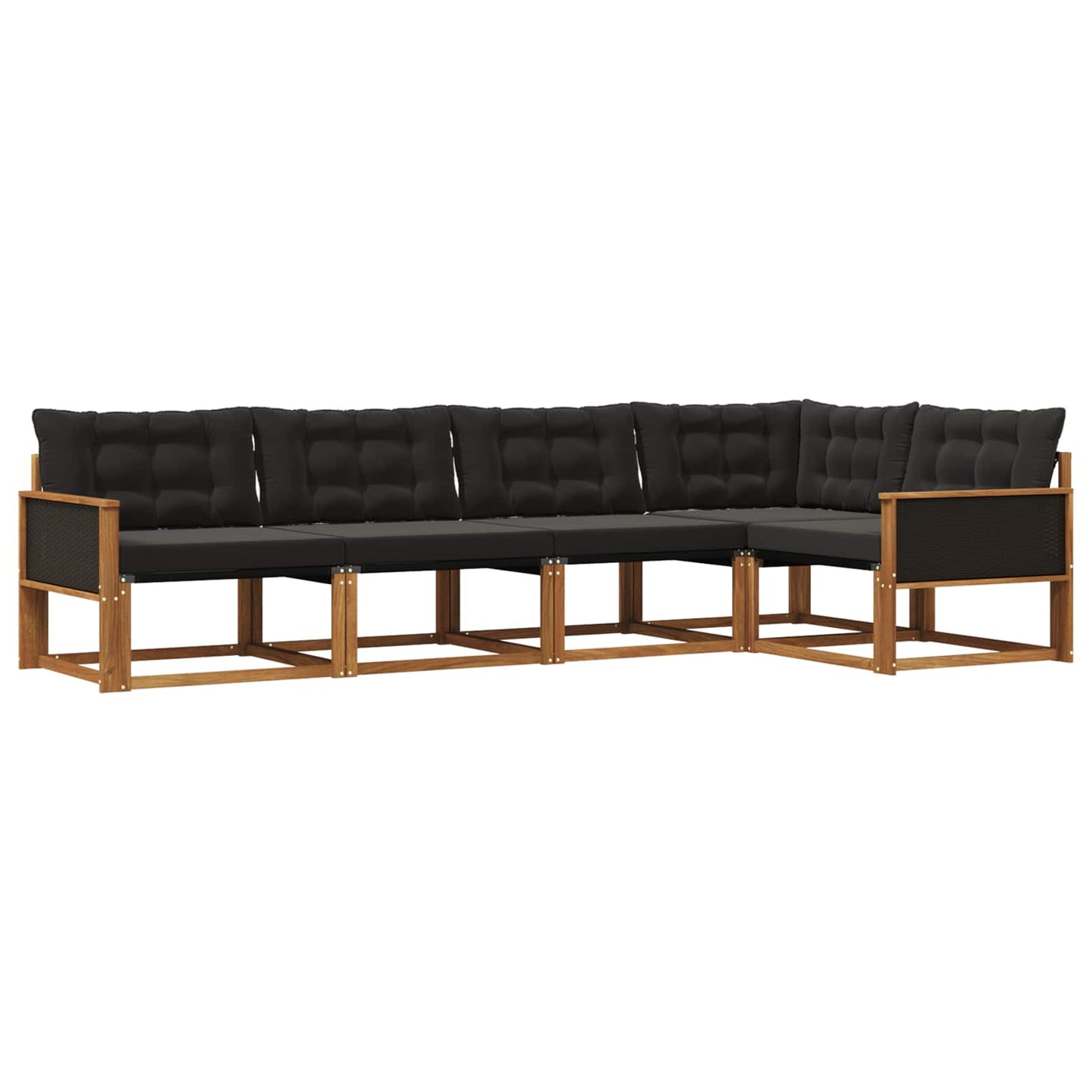 Outdoor-Sofagarnitur mit Kissen 5 pcs Natürlich und Schwarz