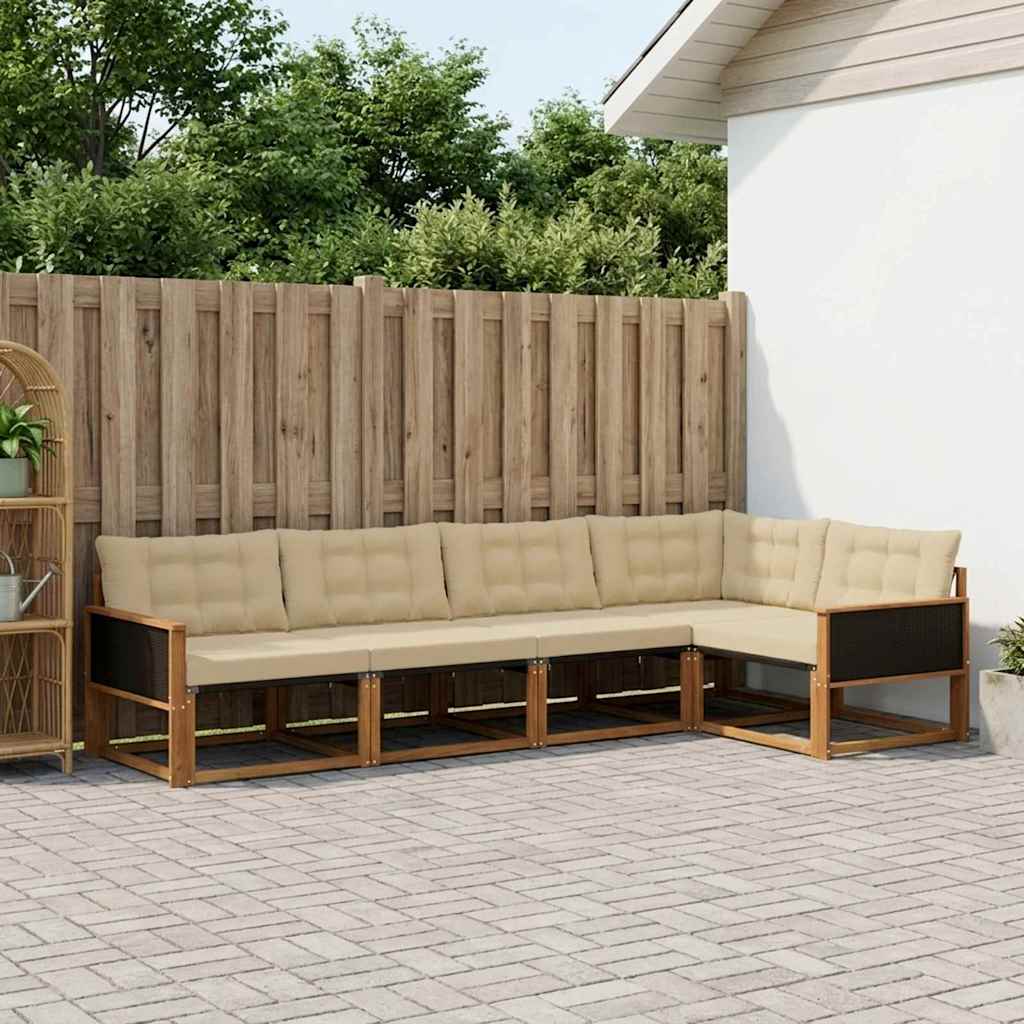 Outdoor-Sofagarnitur 5 stk. Natur und Beige