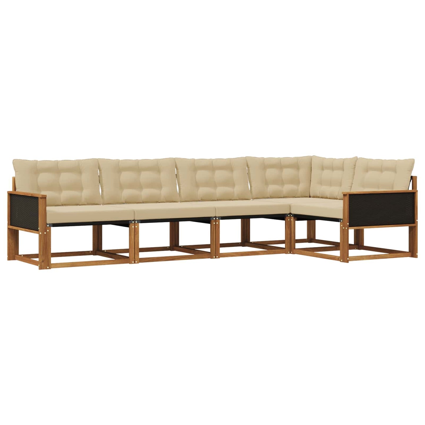Outdoor-Sofagarnitur 5 stk. Natur und Beige