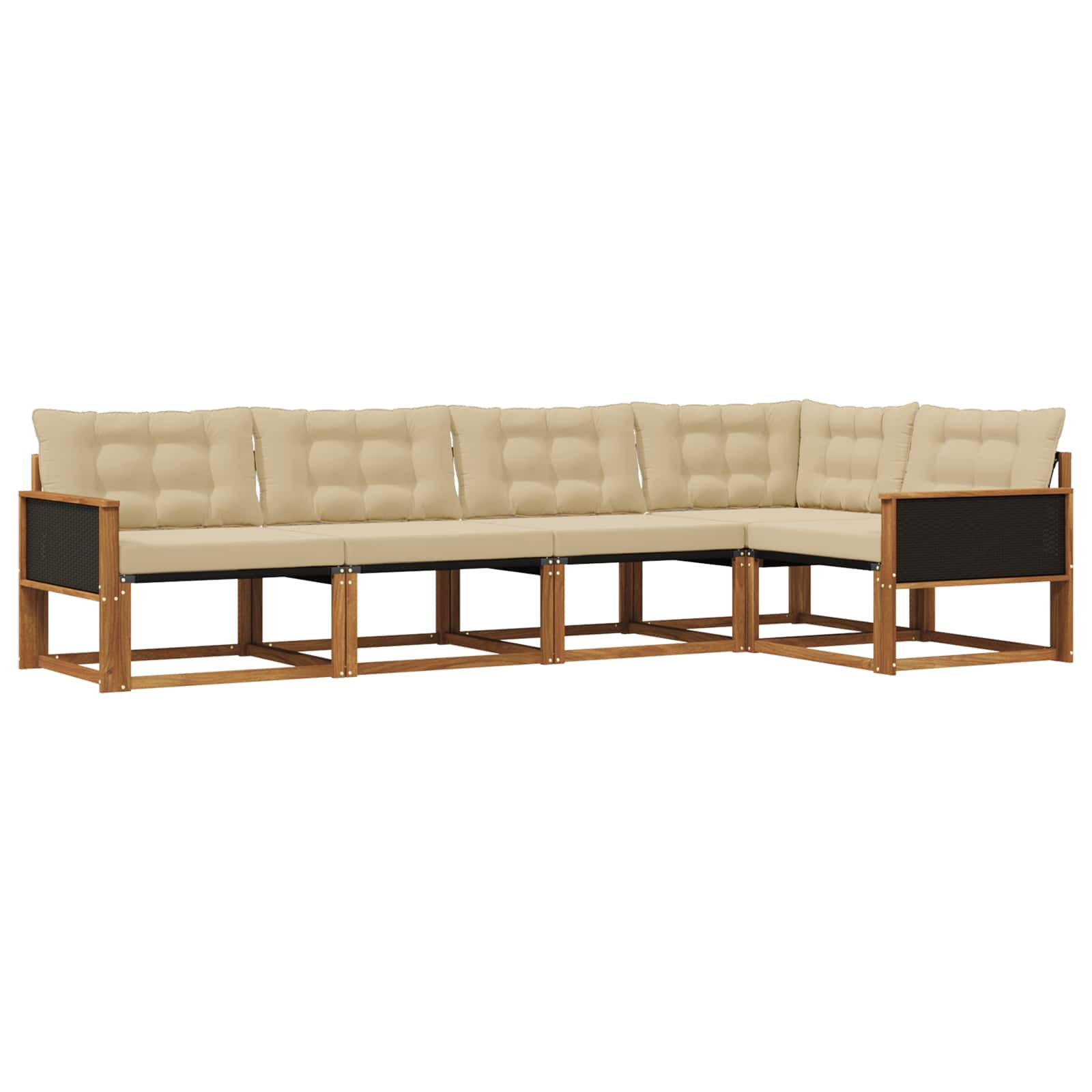 Outdoor-Sofagarnitur 5 stk. Natur und Beige