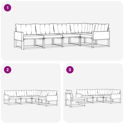 Outdoor-Sofagarnitur 5 stk. Natur und Beige