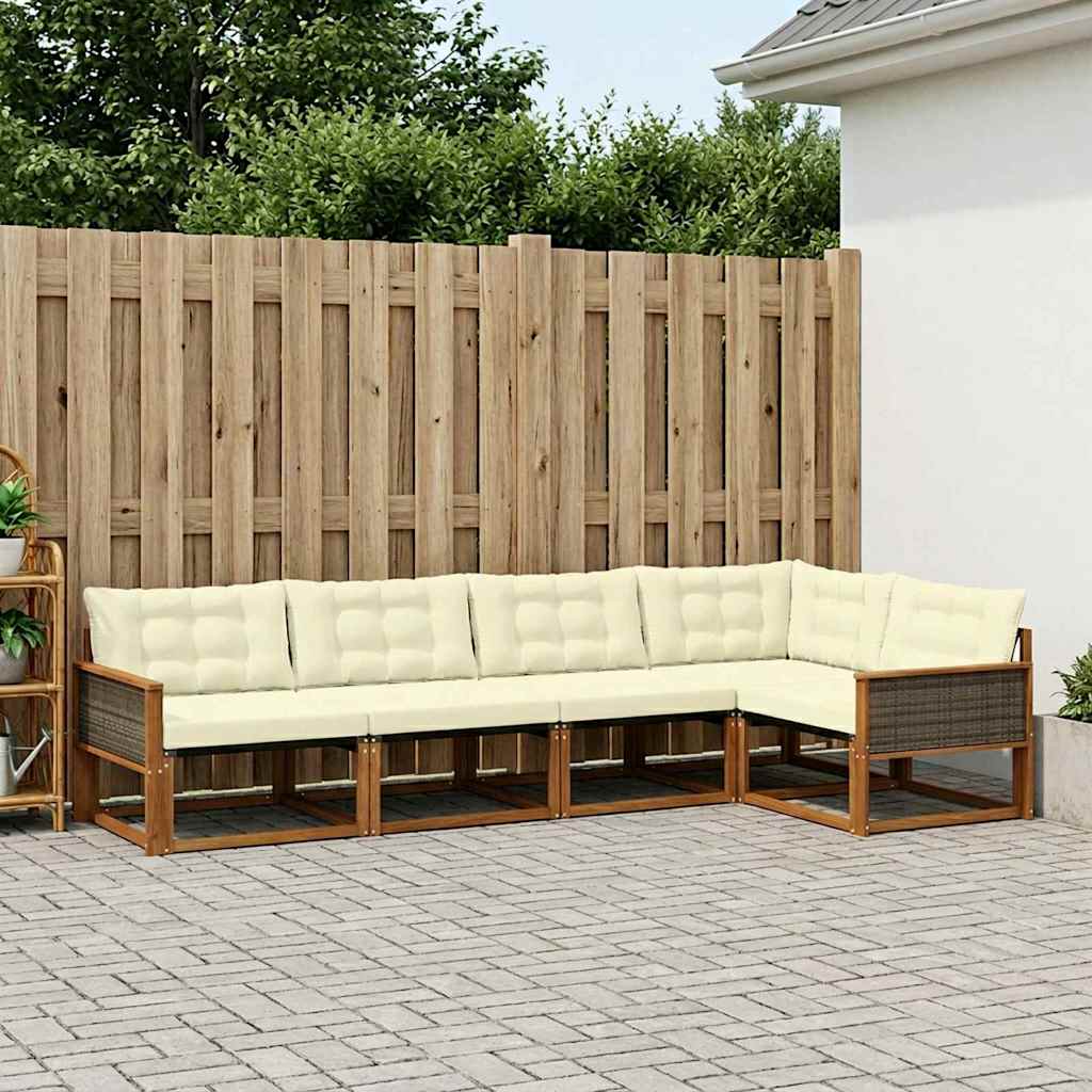Outdoor-Sofagarnitur mit Kissen 5 pcs Natur und Creme