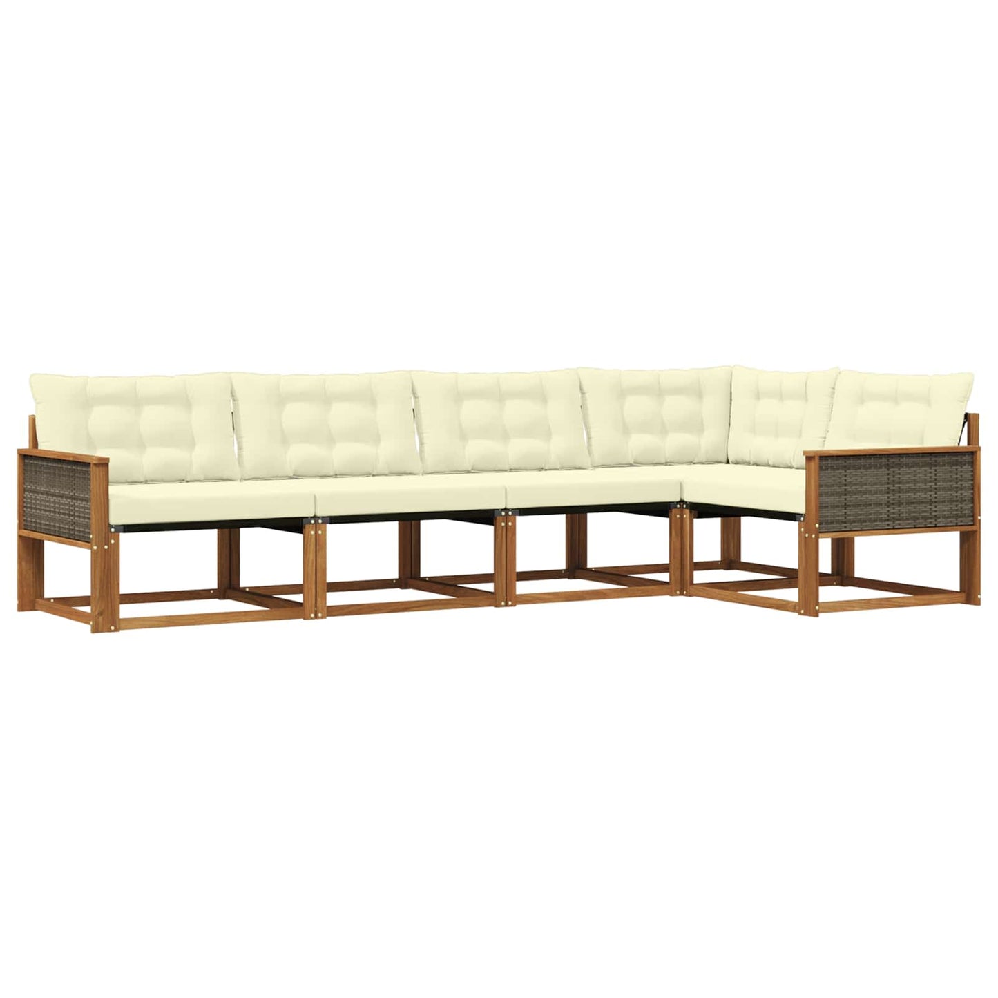 Outdoor-Sofagarnitur mit Kissen 5 pcs Natur und Creme