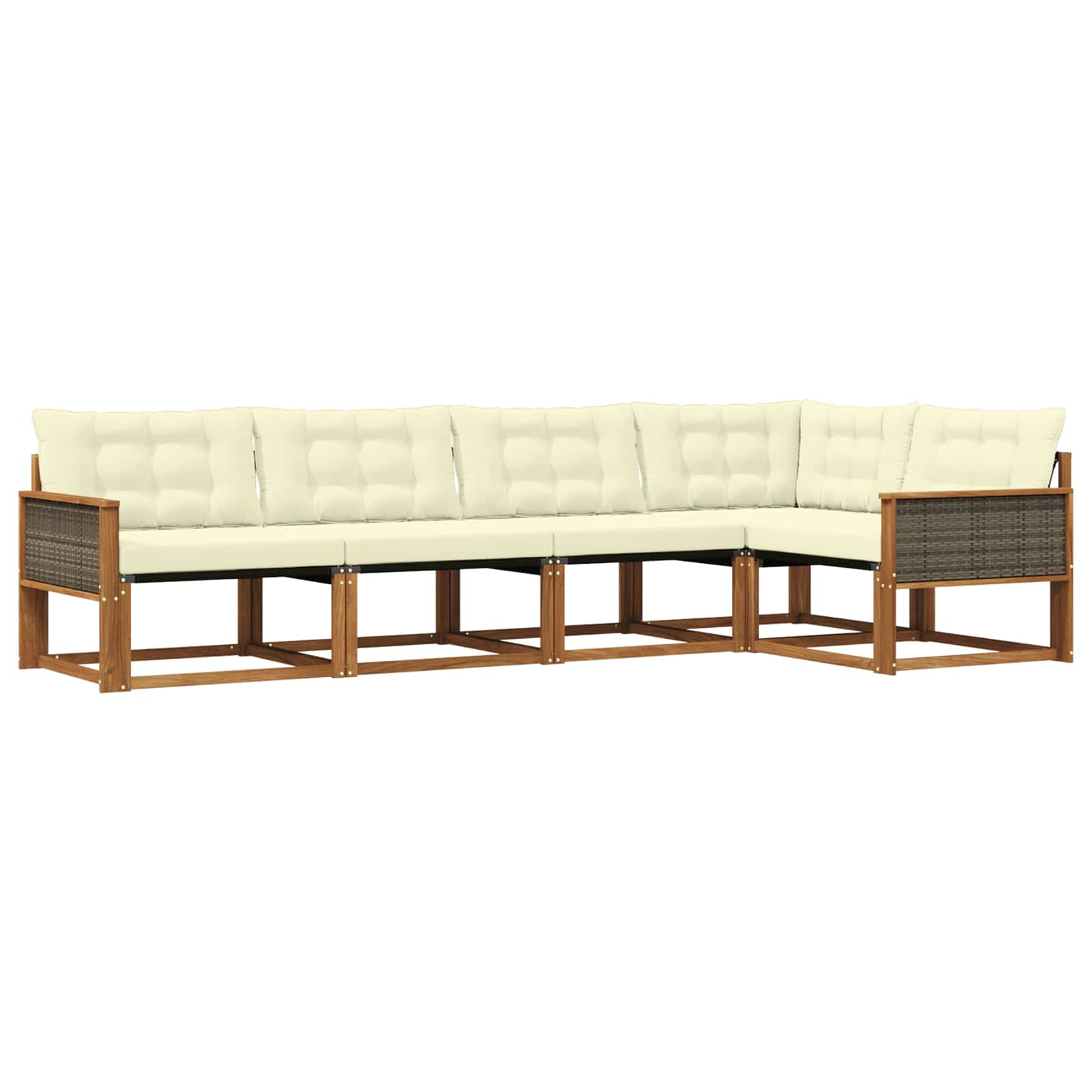 Outdoor-Sofagarnitur mit Kissen 5 pcs Natur und Creme