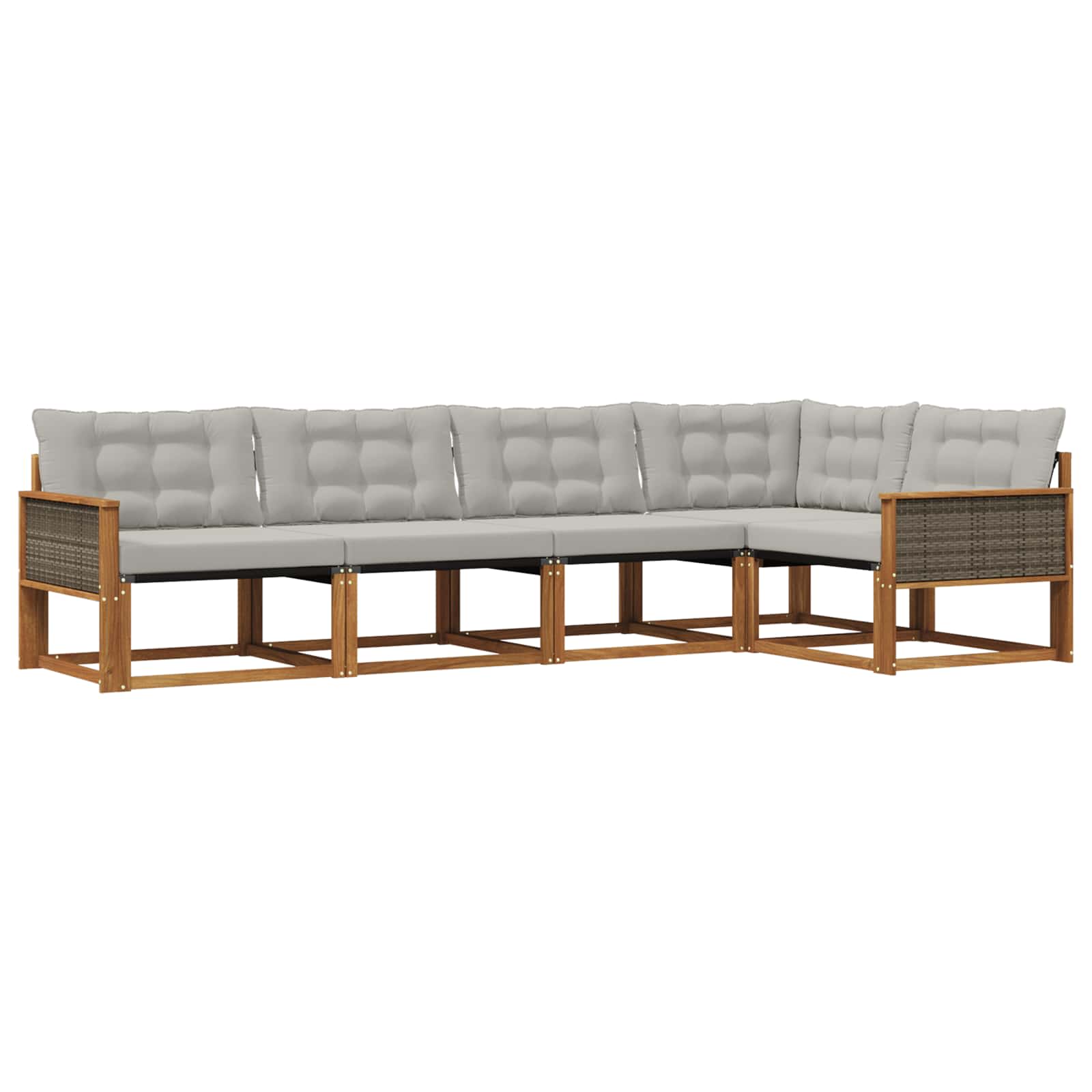 Outdoor-Sofagarnitur mit Kissen 5 pcs Natürlich und Hellgrau