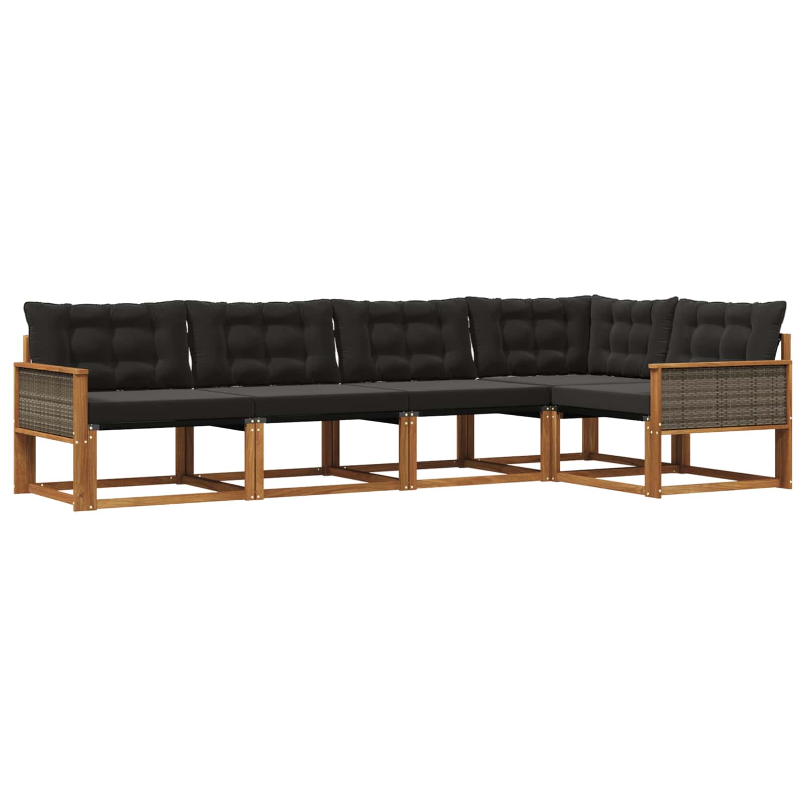 Outdoor-Sofagarnitur mit Kissen 5 pcs Natürlich und Schwarz
