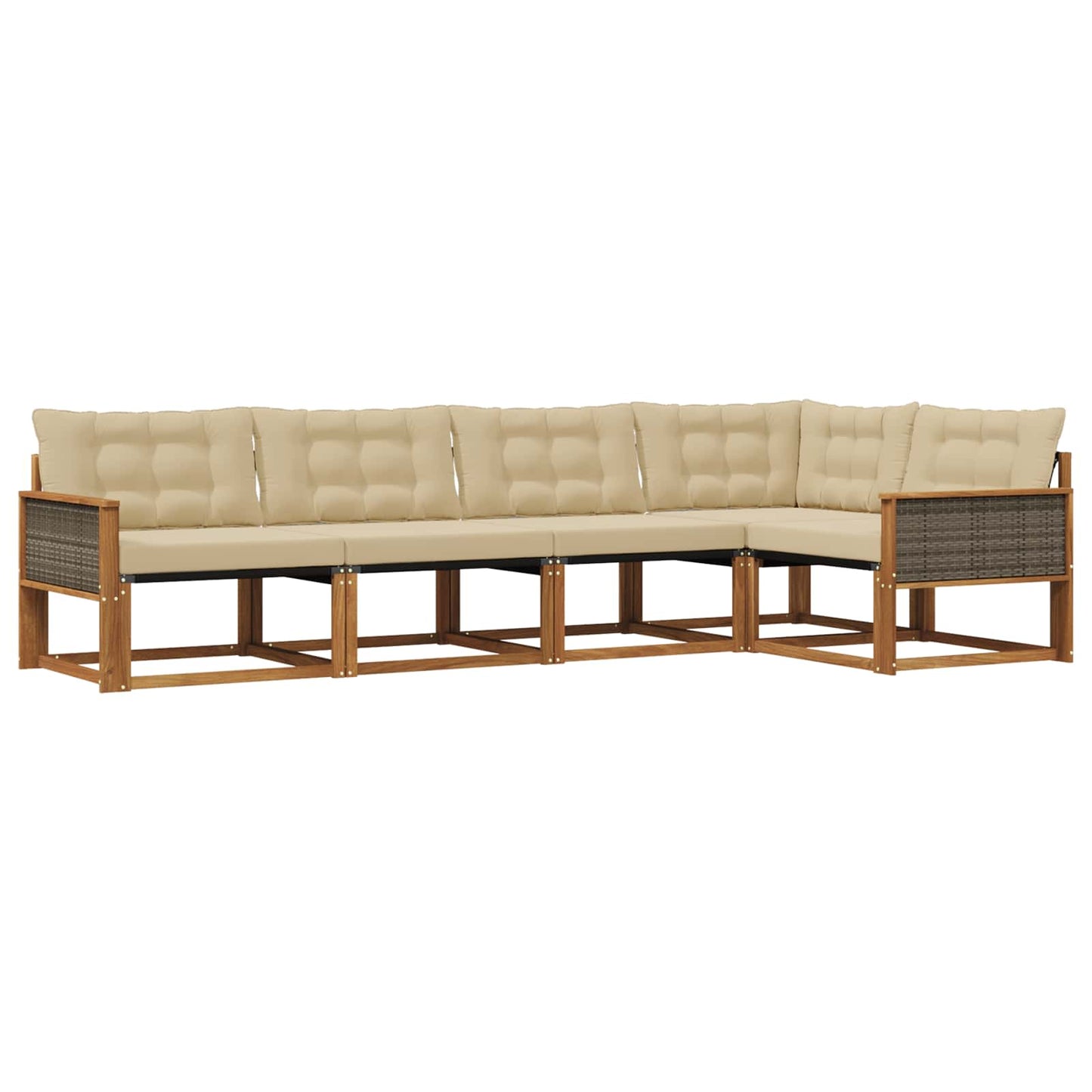 Outdoor-Sofagarnitur mit Kissen 5 pcs Natur und Beige