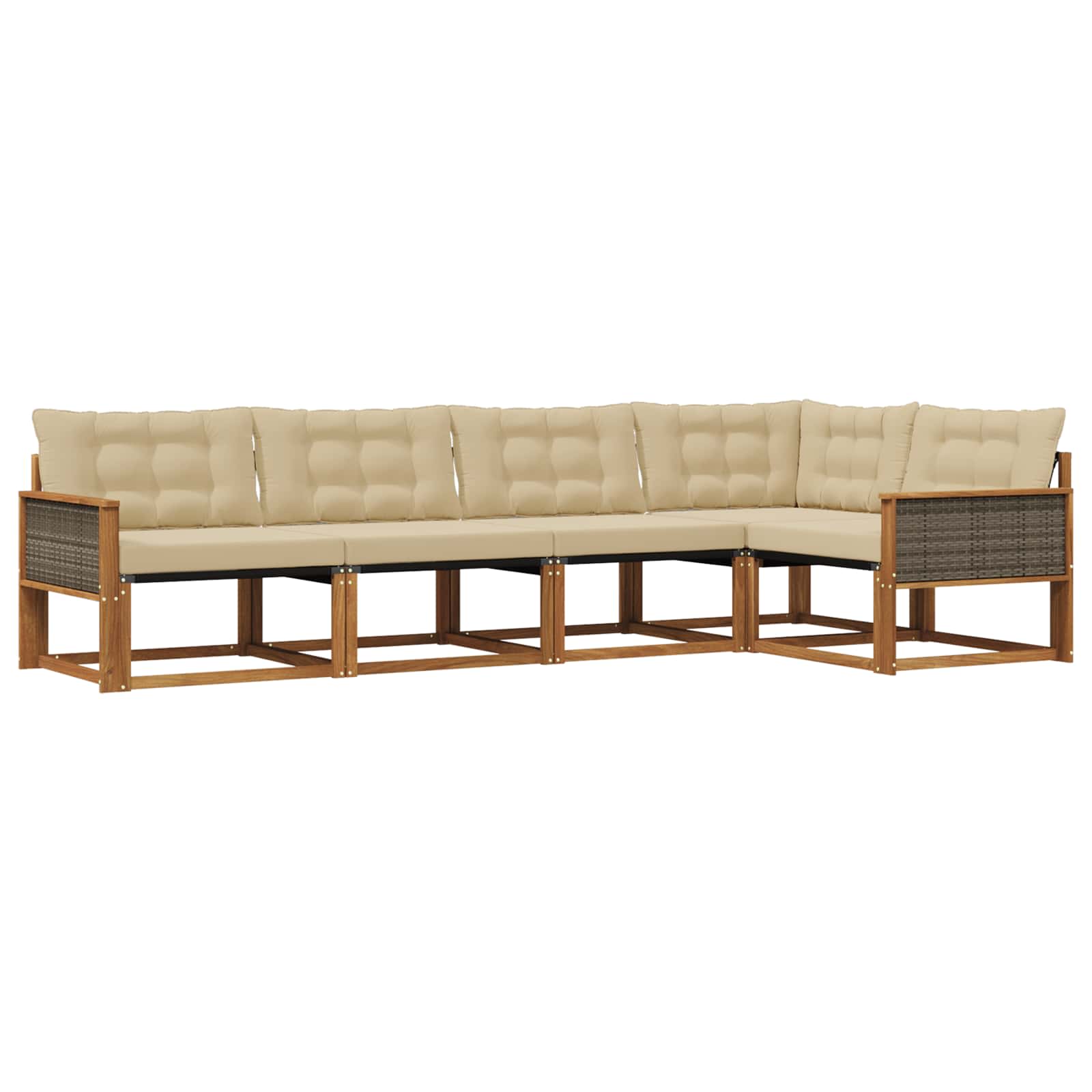 Outdoor-Sofagarnitur mit Kissen 5 pcs Natur und Beige