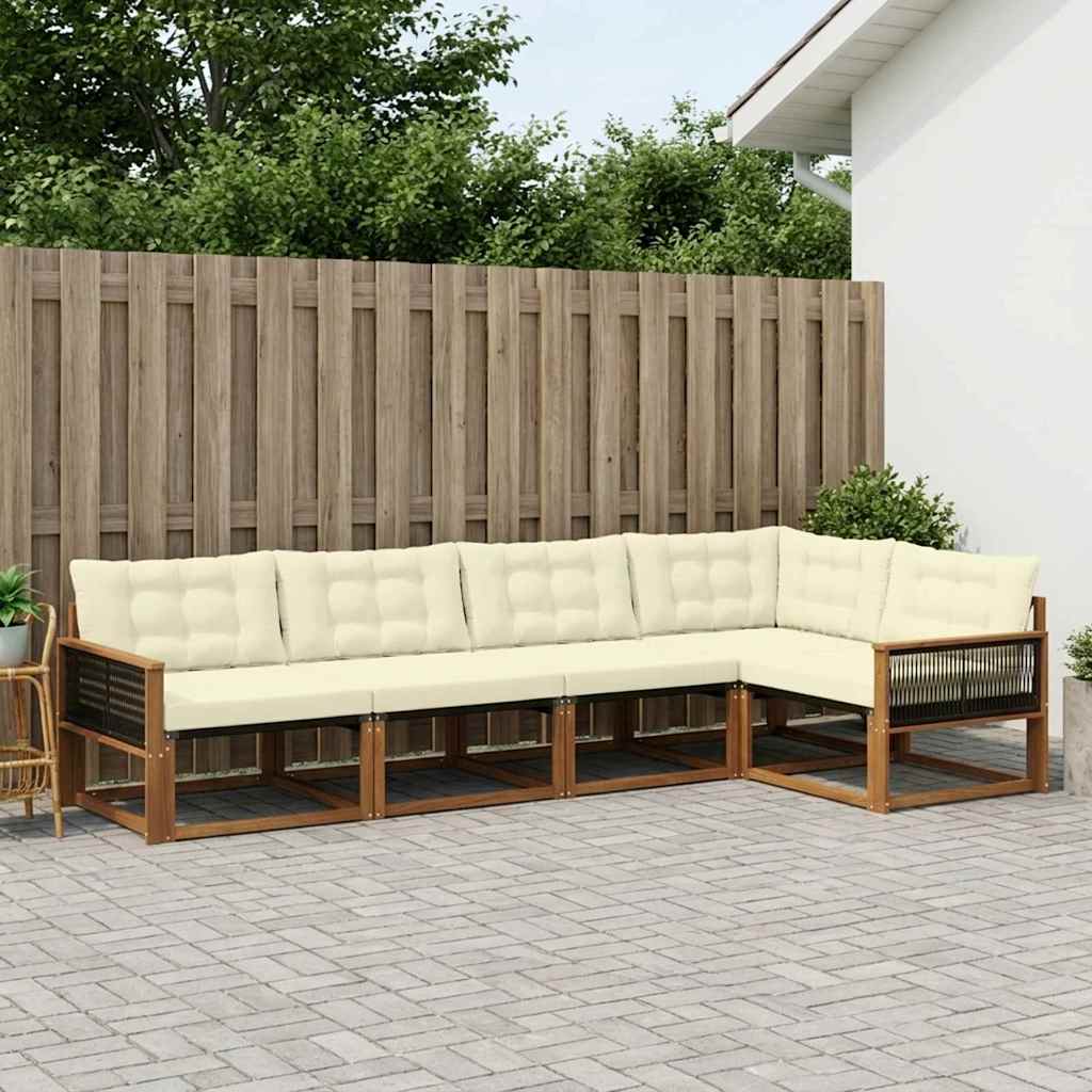 Outdoor-Sofagarnitur mit Kissen 5 pcs Natur und Creme