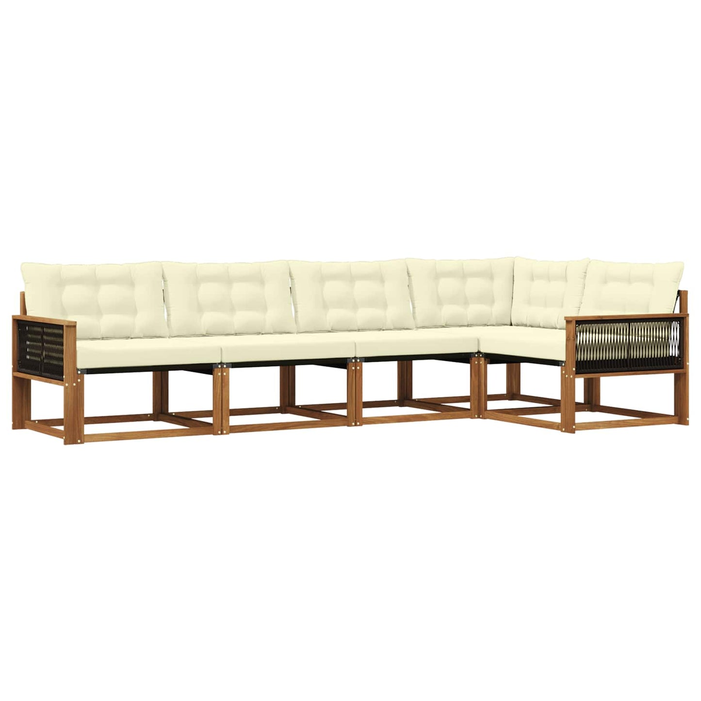 Outdoor-Sofagarnitur mit Kissen 5 pcs Natur und Creme
