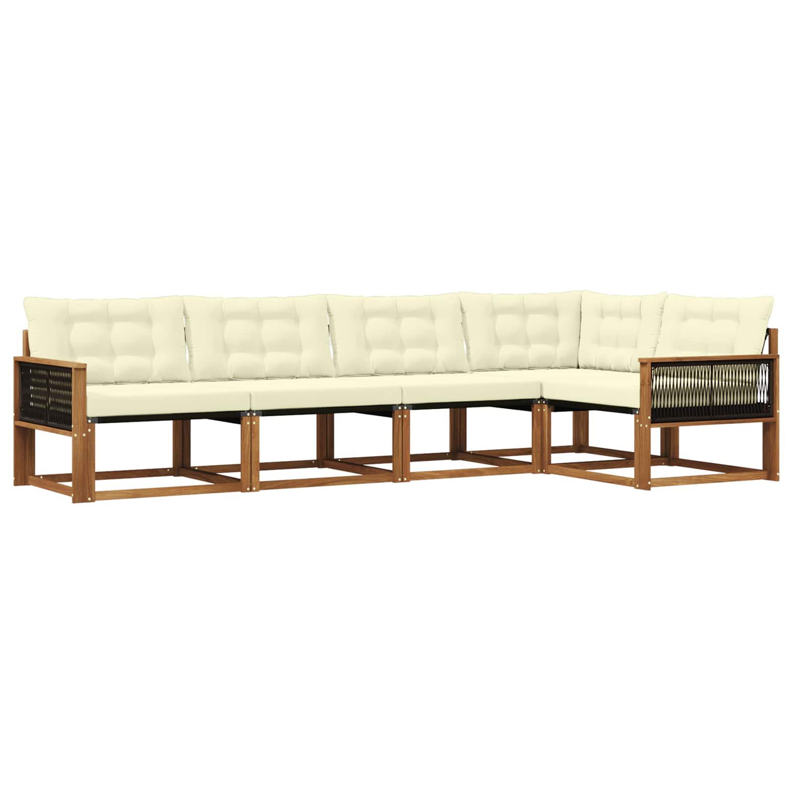 Outdoor-Sofagarnitur mit Kissen 5 pcs Natur und Creme