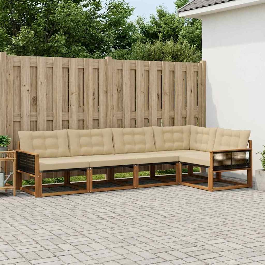 Outdoor-Sofagarnitur mit Kissen 5 pcs Natur und Beige
