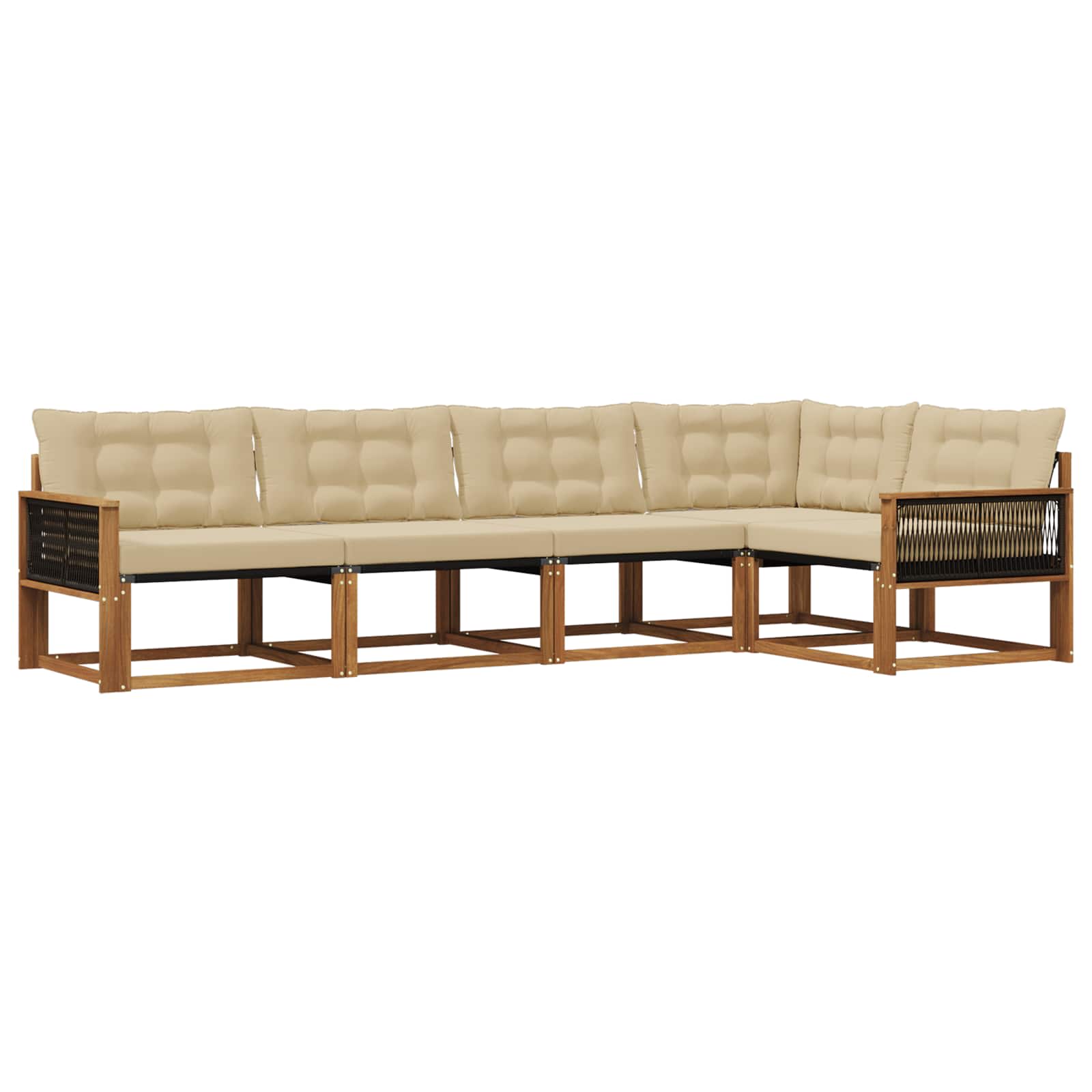 Outdoor-Sofagarnitur mit Kissen 5 pcs Natur und Beige