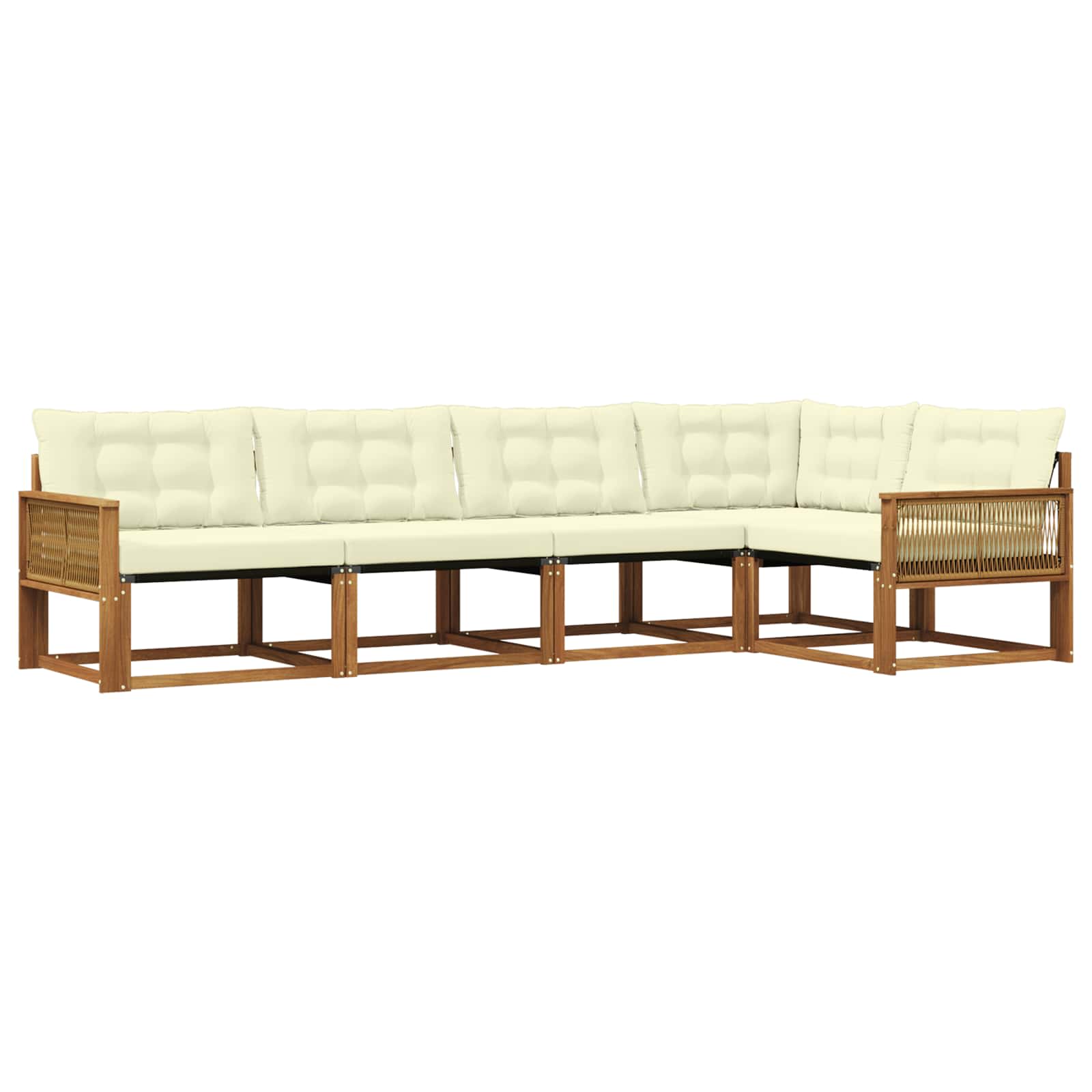 Outdoor-Sofagarnitur mit Kissen 5 pcs Natur und Creme
