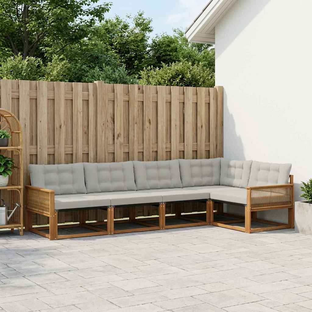 Outdoor-Sofagarnitur 5 stk. Natur und Hellgrau