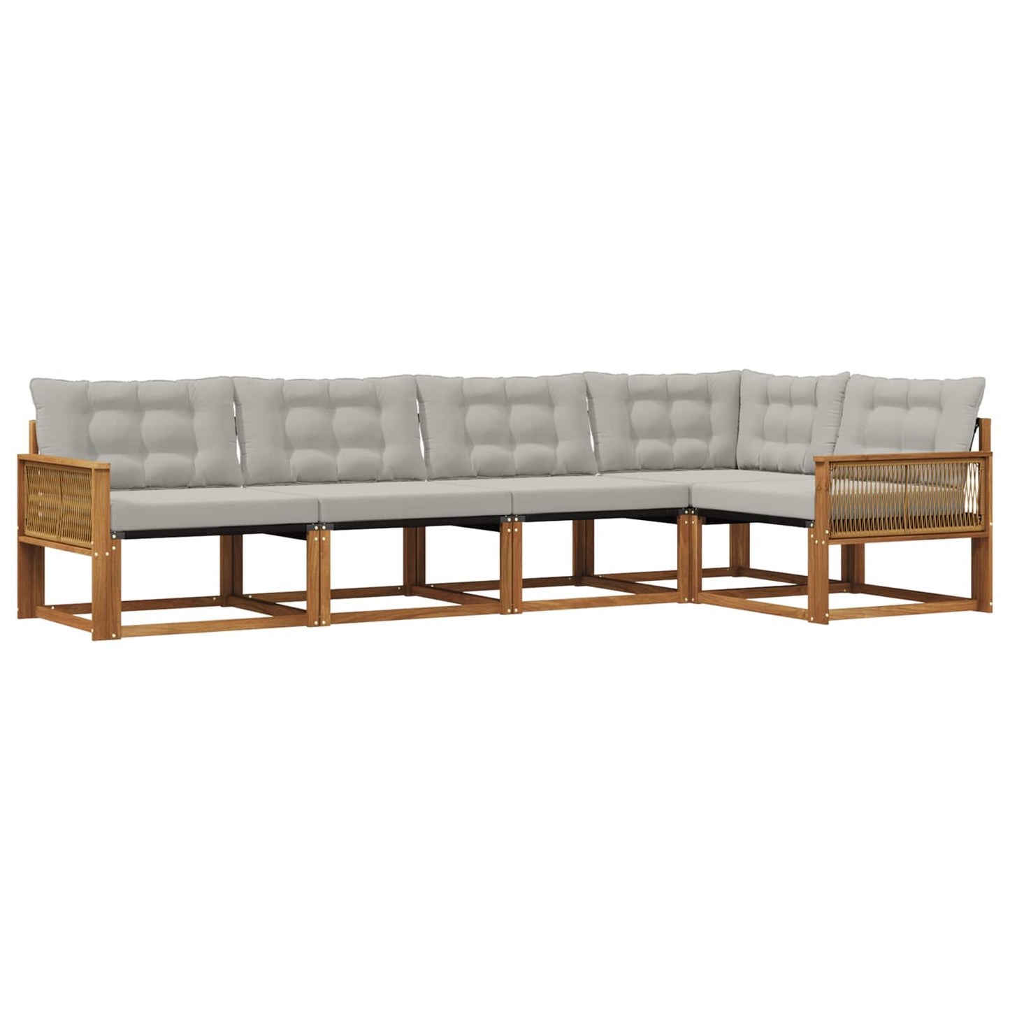 Outdoor-Sofagarnitur mit Kissen 5 pcs Natürlich und Hellgrau