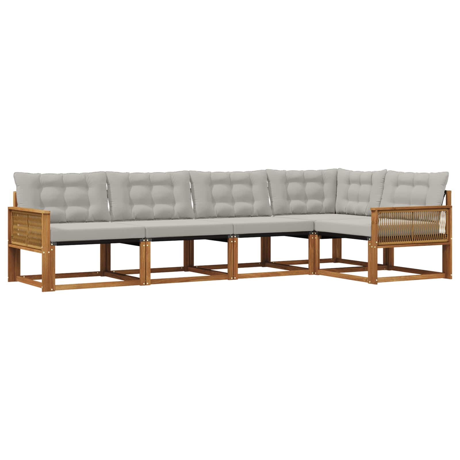 Outdoor-Sofagarnitur mit Kissen 5 pcs Natürlich und Hellgrau