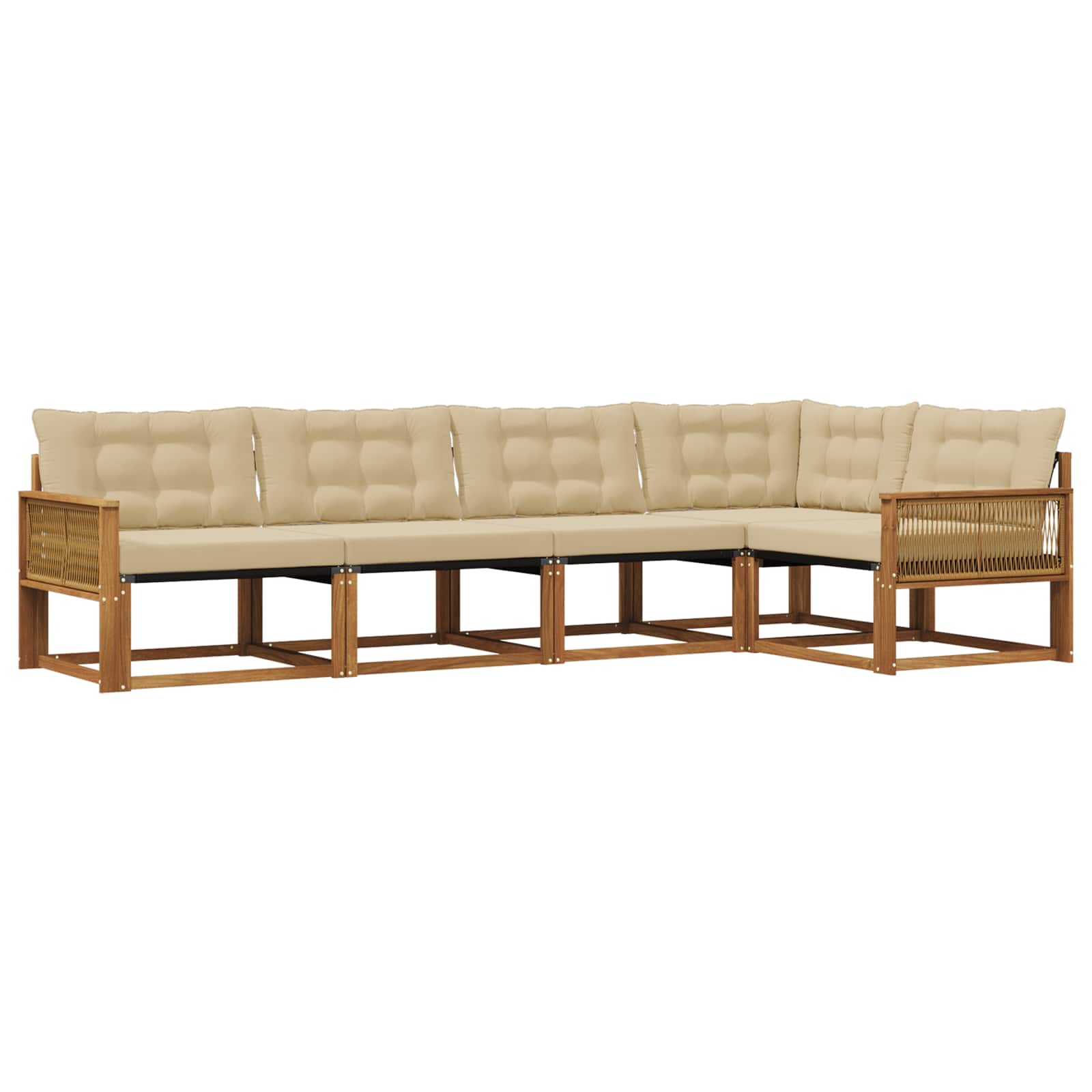 Outdoor-Sofagarnitur mit Kissen 5 pcs Natur und Beige