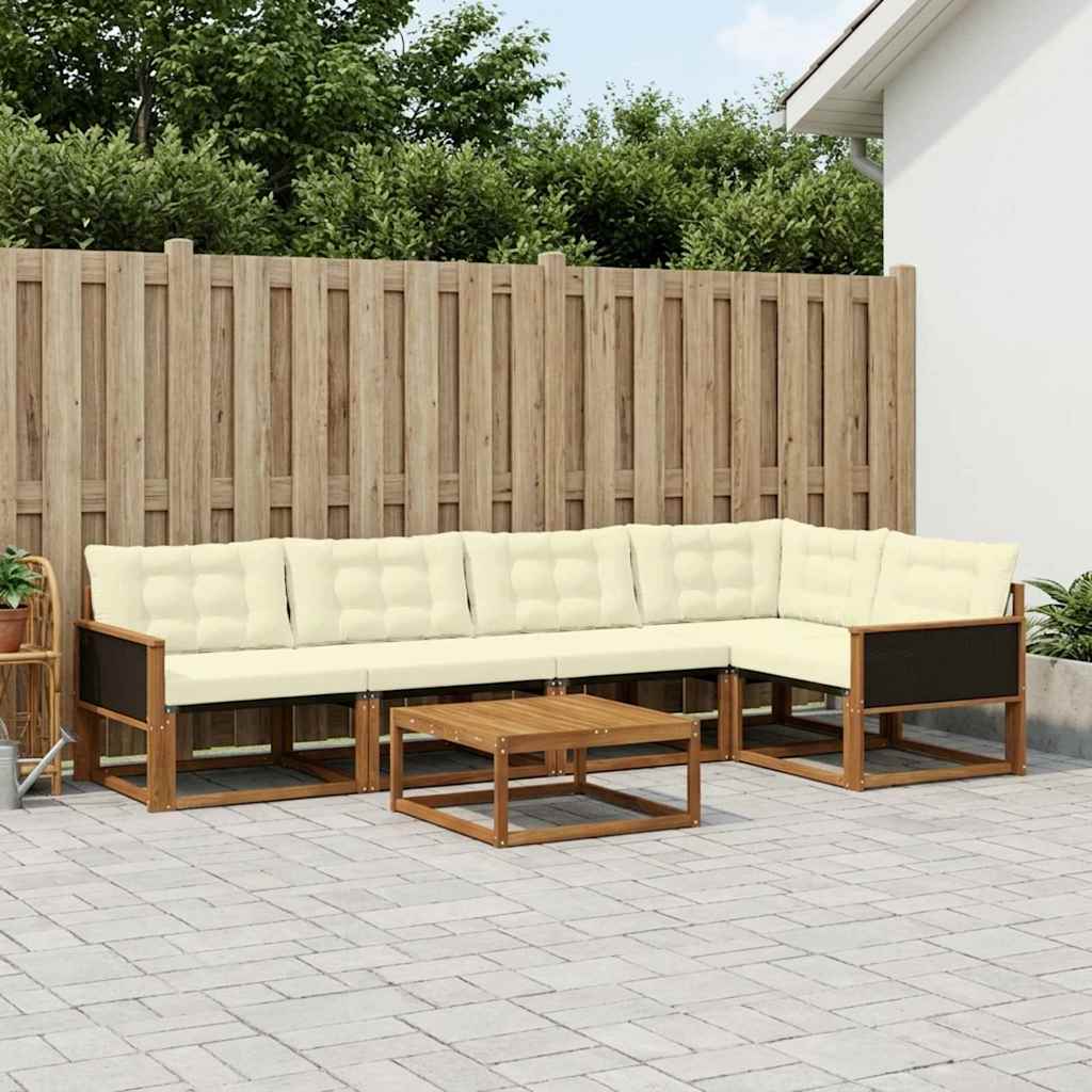 Outdoor-Sofagarnitur mit Kissen 6 pcs Natur und Creme