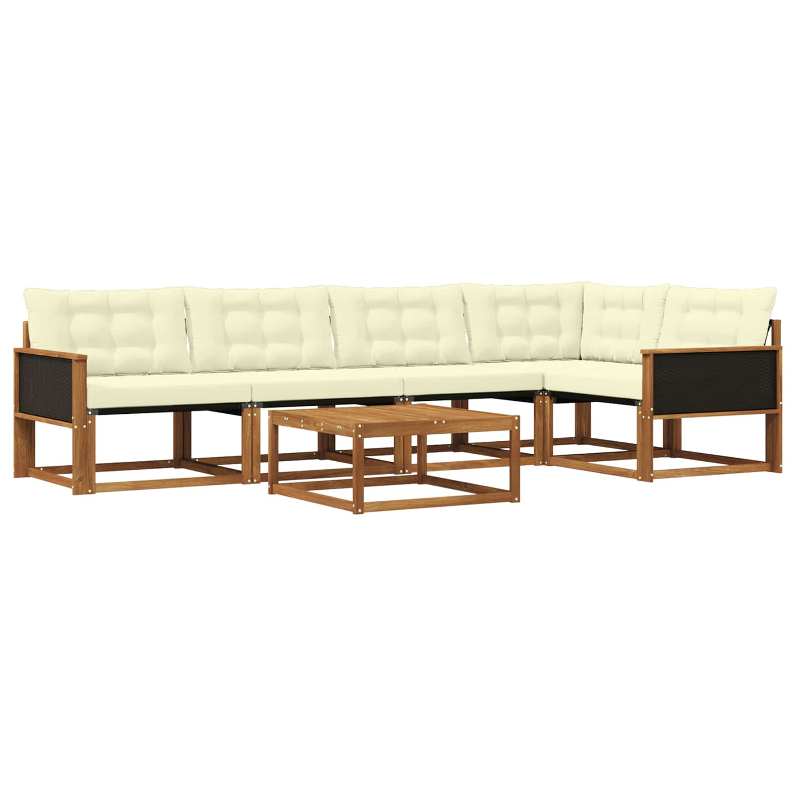 Outdoor-Sofagarnitur mit Kissen 6 pcs Natur und Creme