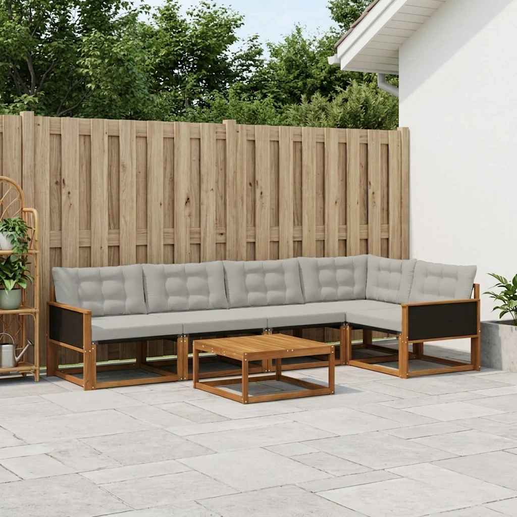 Outdoor-Sofagarnitur mit Kissen 6 pcs Natürlich und Hellgrau