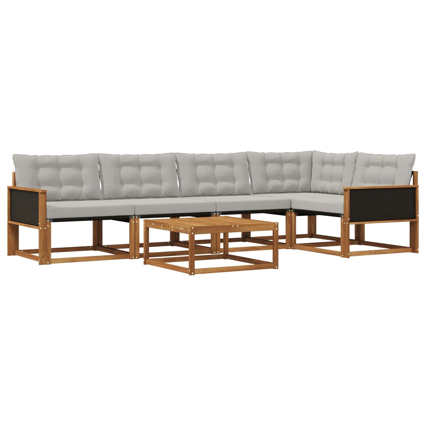 Outdoor-Sofagarnitur mit Kissen 6 pcs Natürlich und Hellgrau
