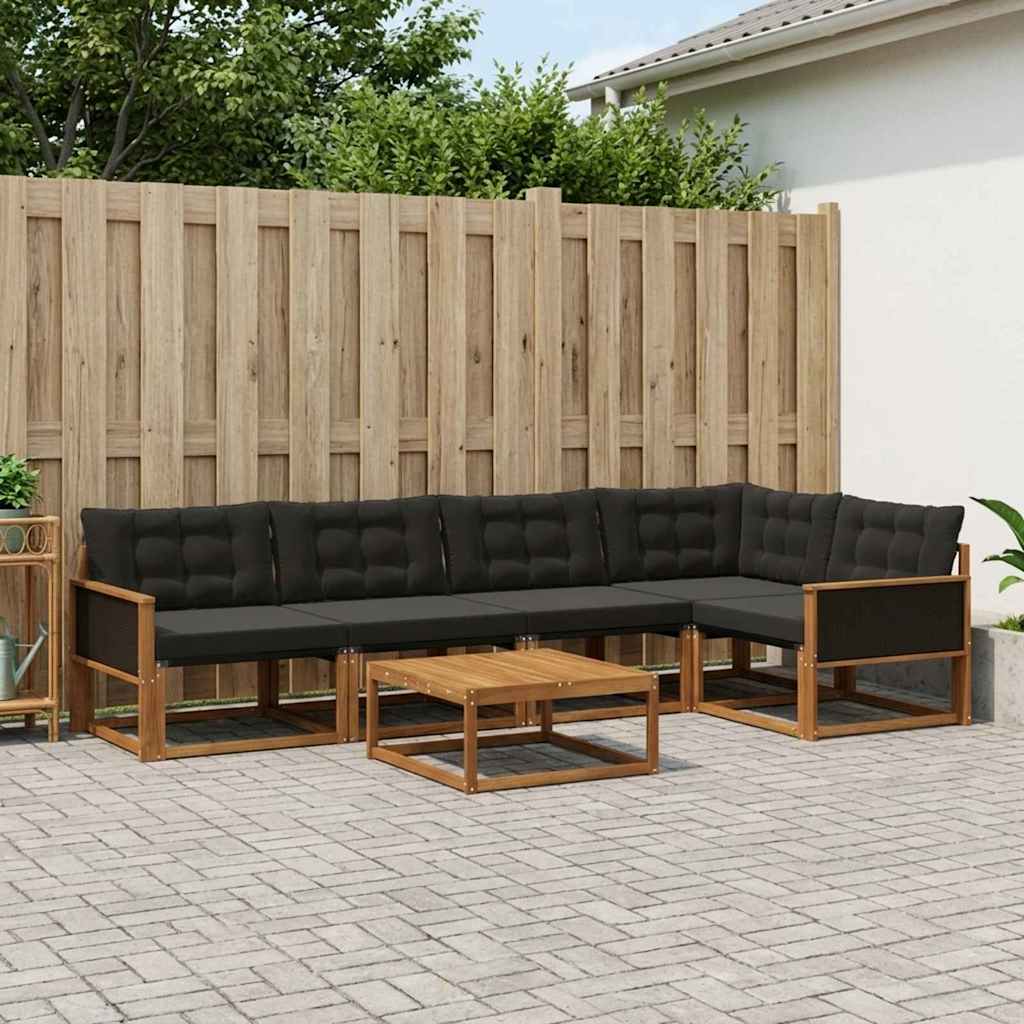 Outdoor-Sofagarnitur mit Kissen 6 pcs Natürlich und Schwarz