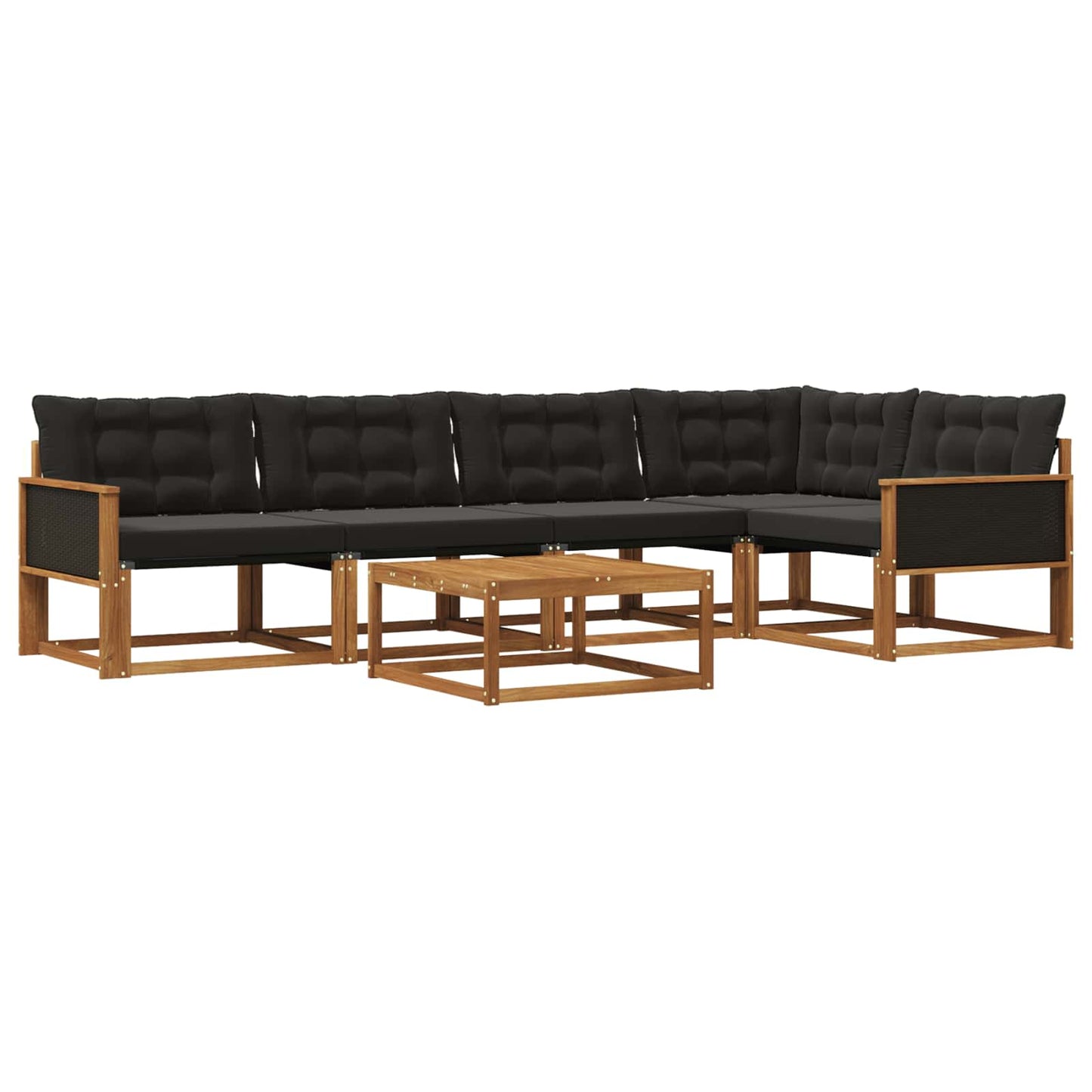 Outdoor-Sofagarnitur mit Kissen 6 pcs Natürlich und Schwarz