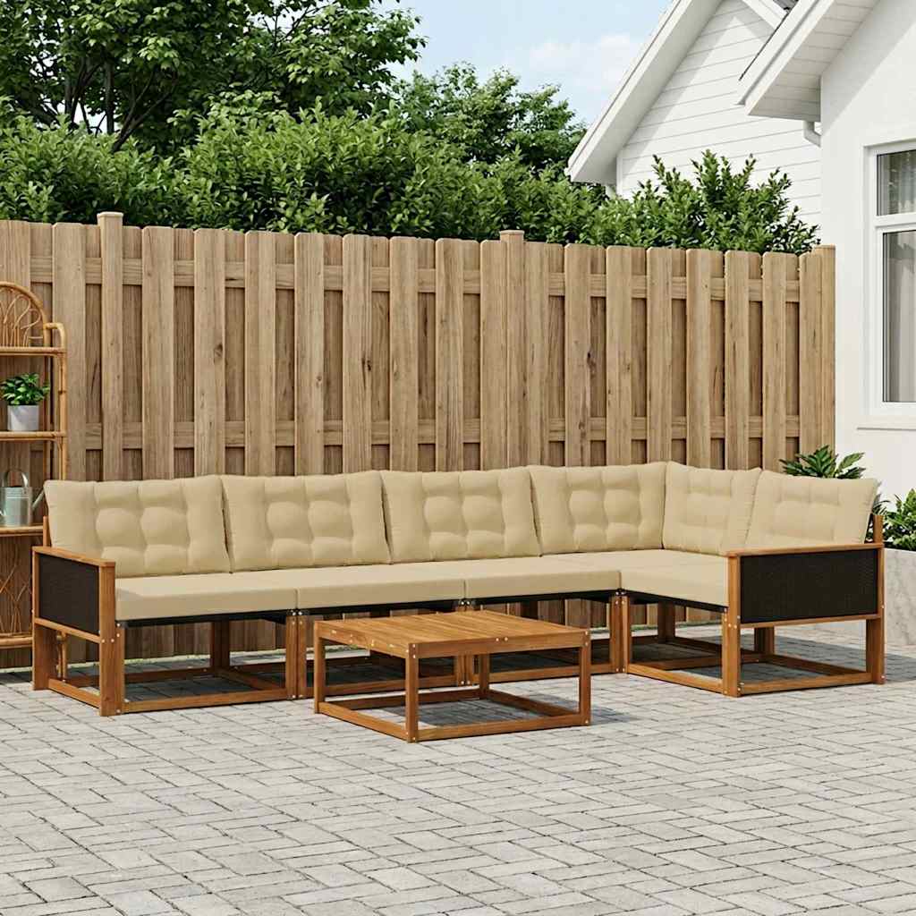 Outdoor-Sofagarnitur mit Kissen 6 pcs Natur und Beige