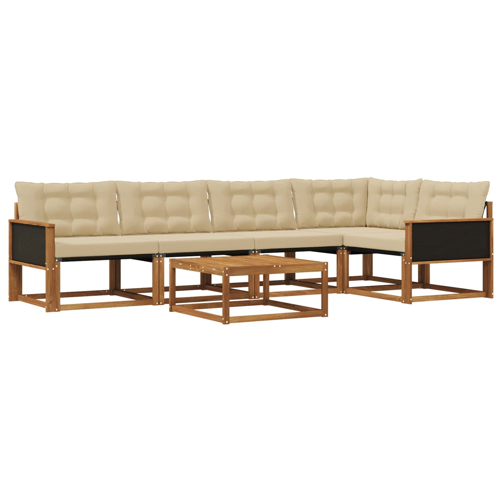 Outdoor-Sofagarnitur mit Kissen 6 pcs Natur und Beige