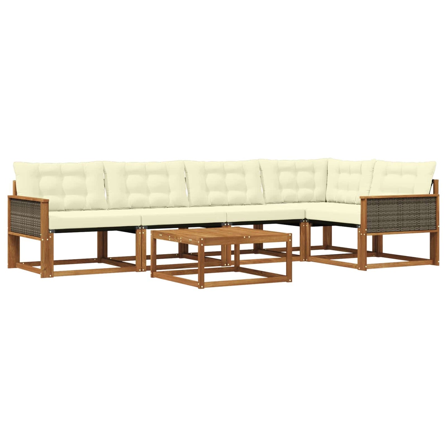 Outdoor-Sofagarnitur mit Kissen 6 pcs Natur und Creme