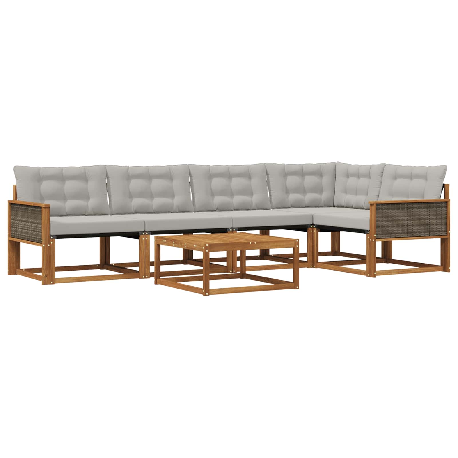 Outdoor-Sofagarnitur mit Kissen 6 pcs Natürlich und Hellgrau