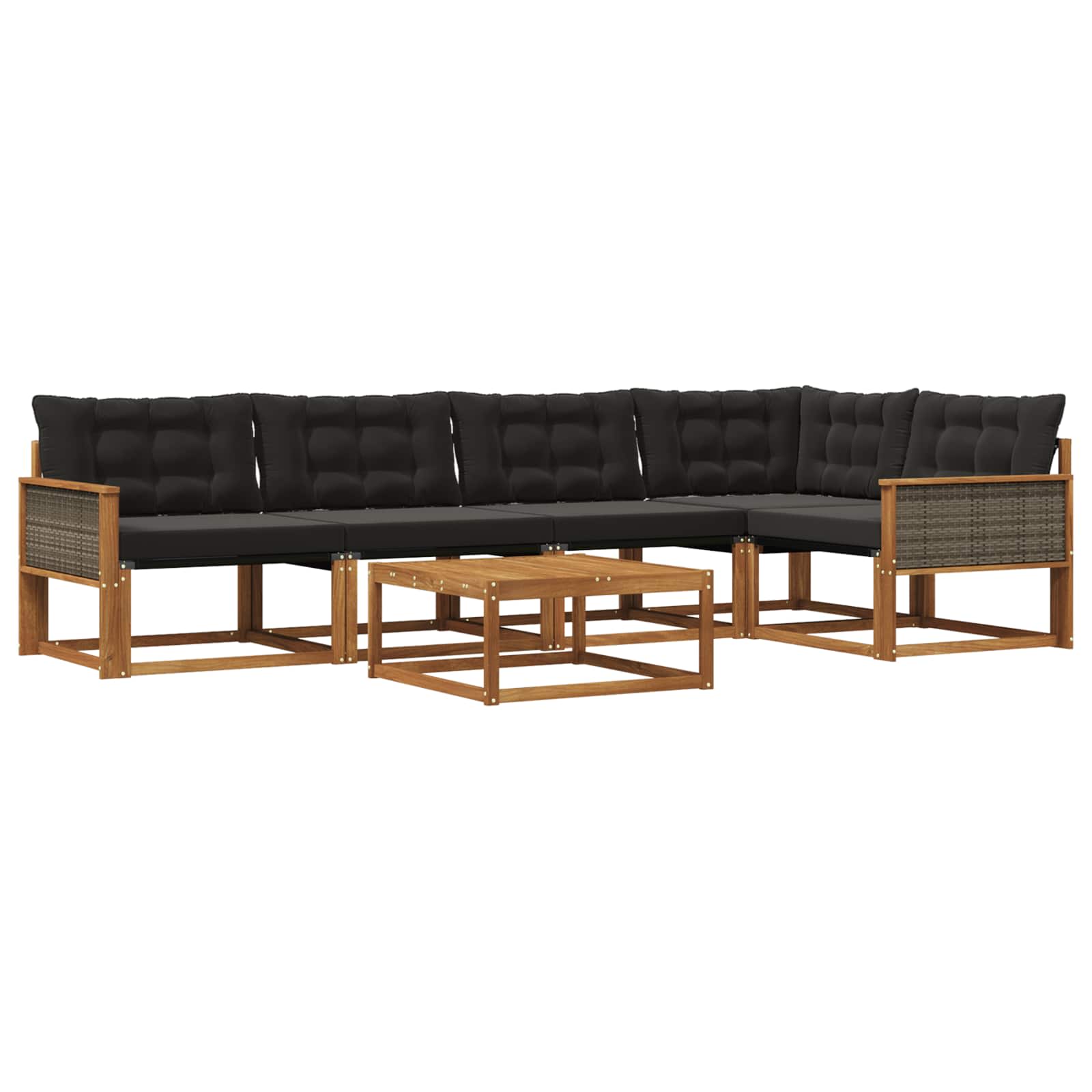 Outdoor-Sofagarnitur mit Kissen 6 pcs Natürlich und Schwarz