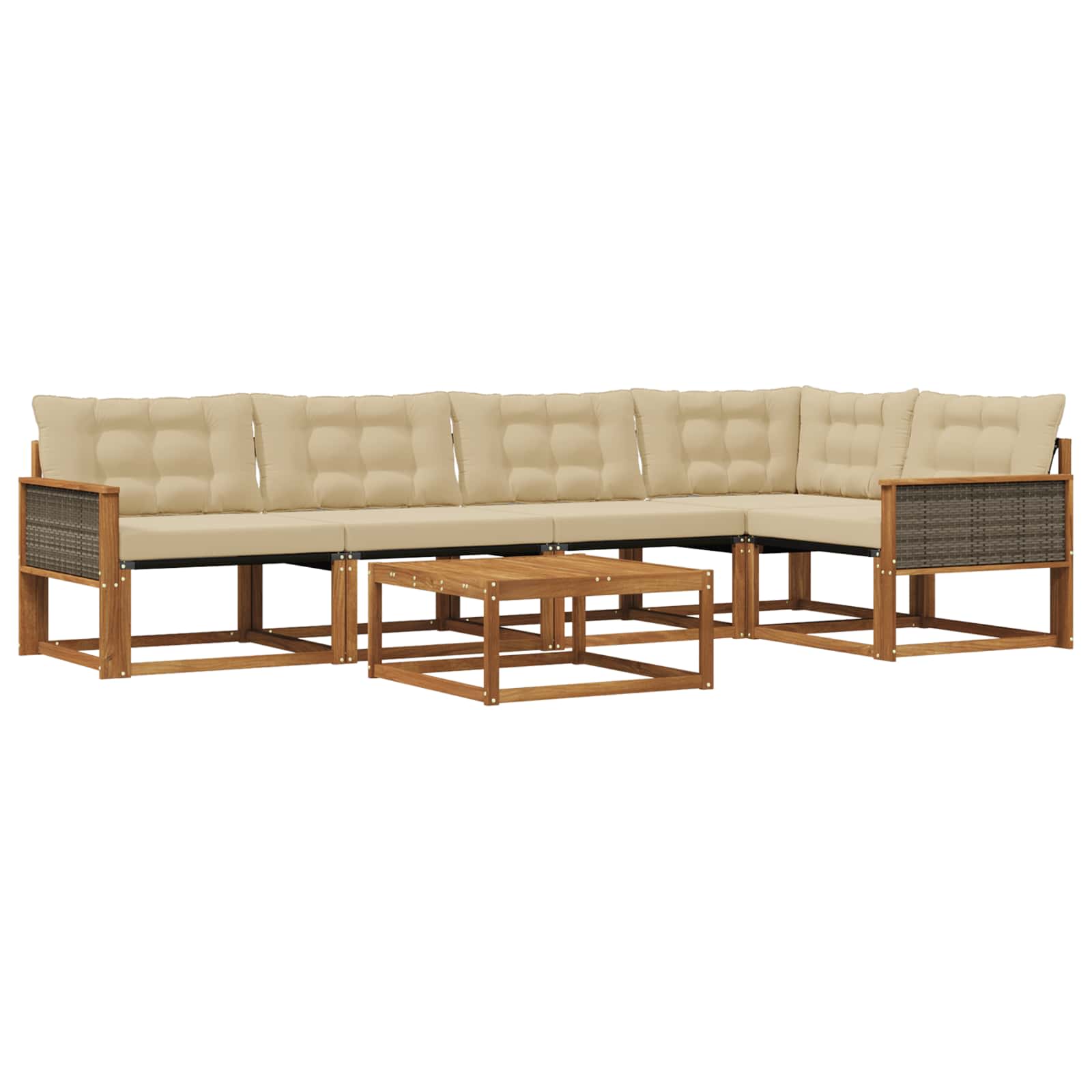 Outdoor-Sofagarnitur mit Kissen 6 pcs Natur und Beige