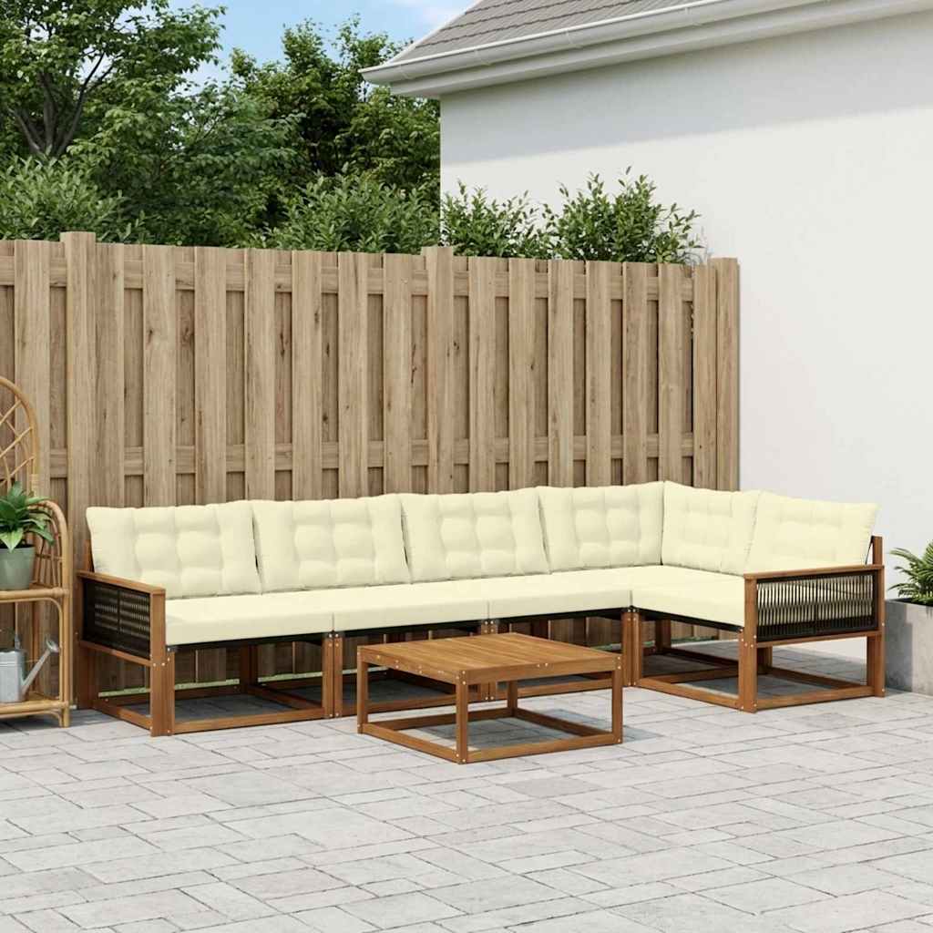 Outdoor-Sofagarnitur mit Kissen 6 pcs Natur und Creme
