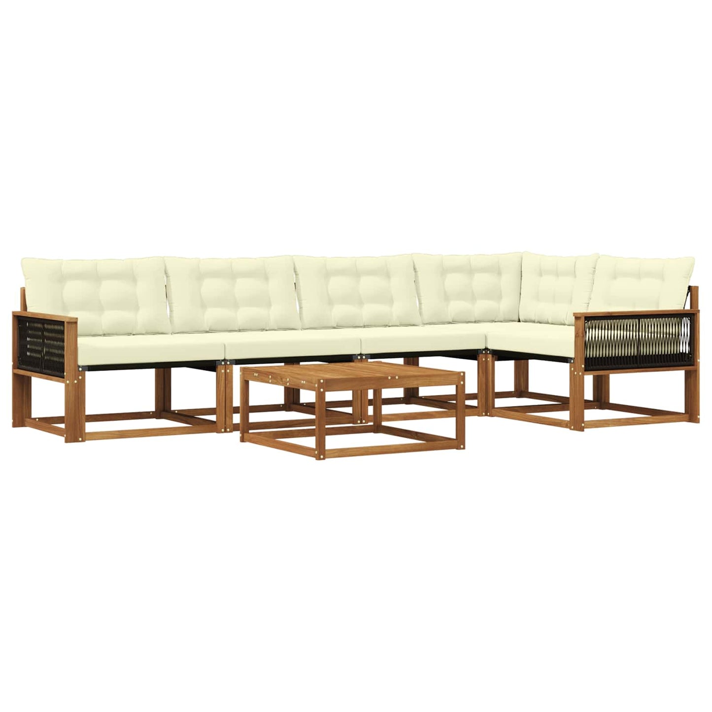 Outdoor-Sofagarnitur mit Kissen 6 pcs Natur und Creme