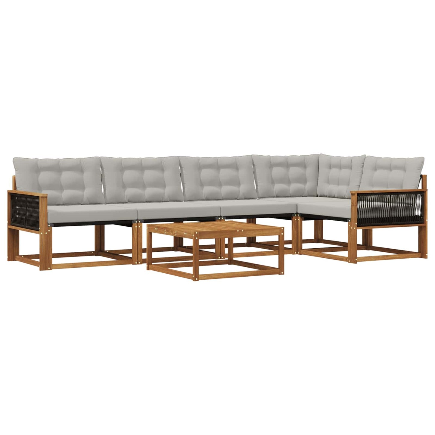 Outdoor-Sofagarnitur mit Kissen 6 pcs Natürlich und Hellgrau